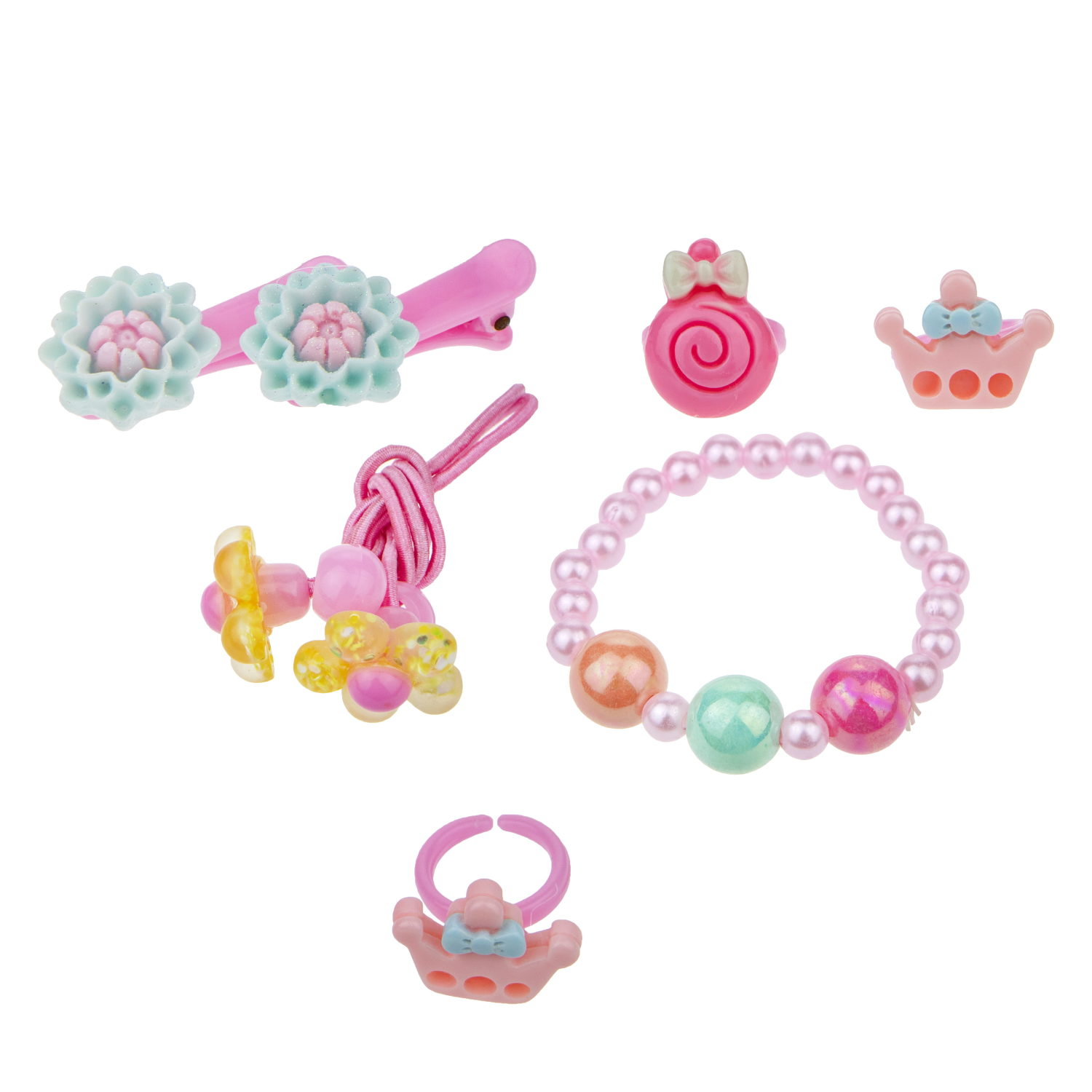 Набор украшений для девочки в шкатулке 1TOY Sweet heart Bijou: 2 колечка, браслет, 2 заколочки, 2 резинки