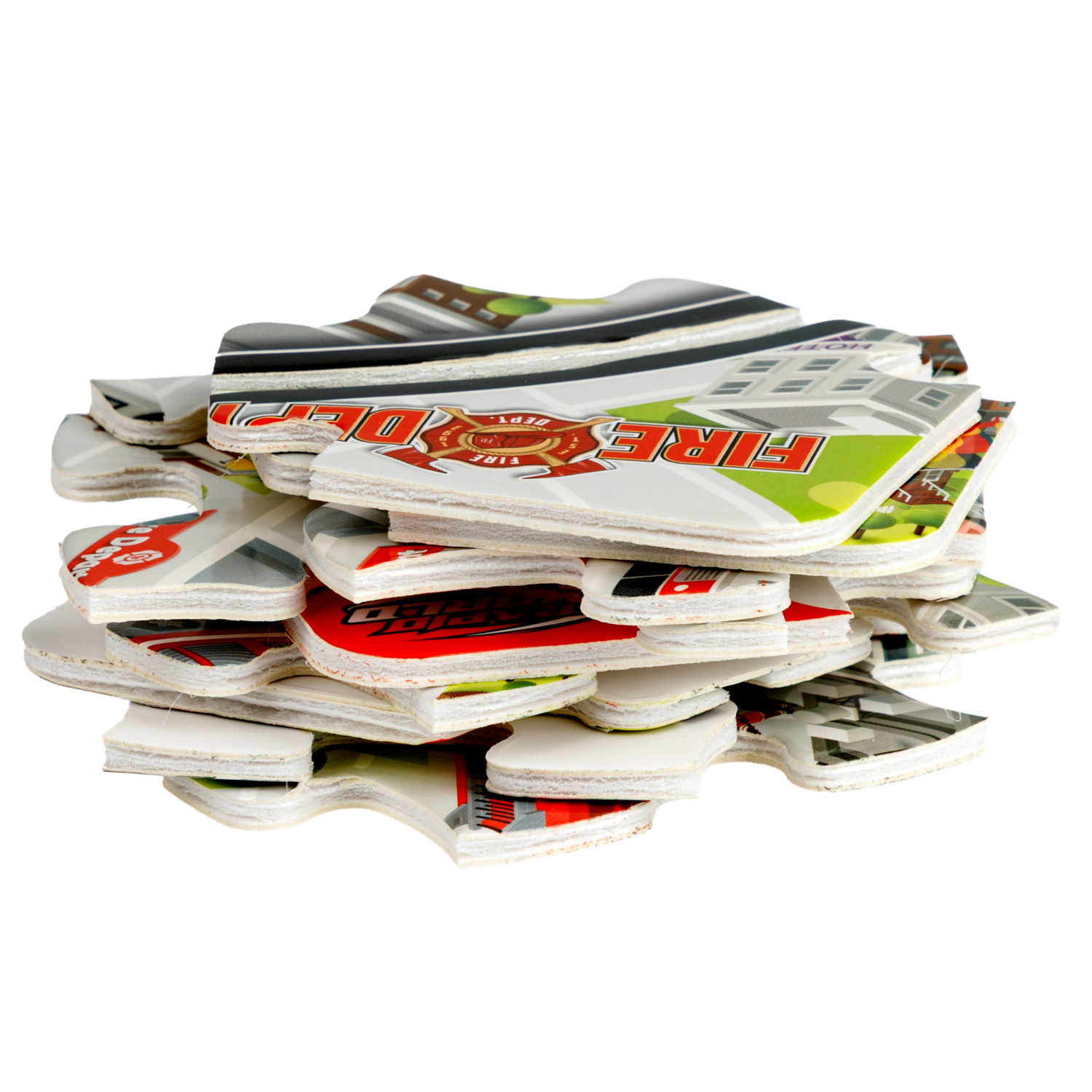 Игровой набор 1TOY Пазл-трек "Экстренные службы пожарная команда" с машинкой, 15 деталей