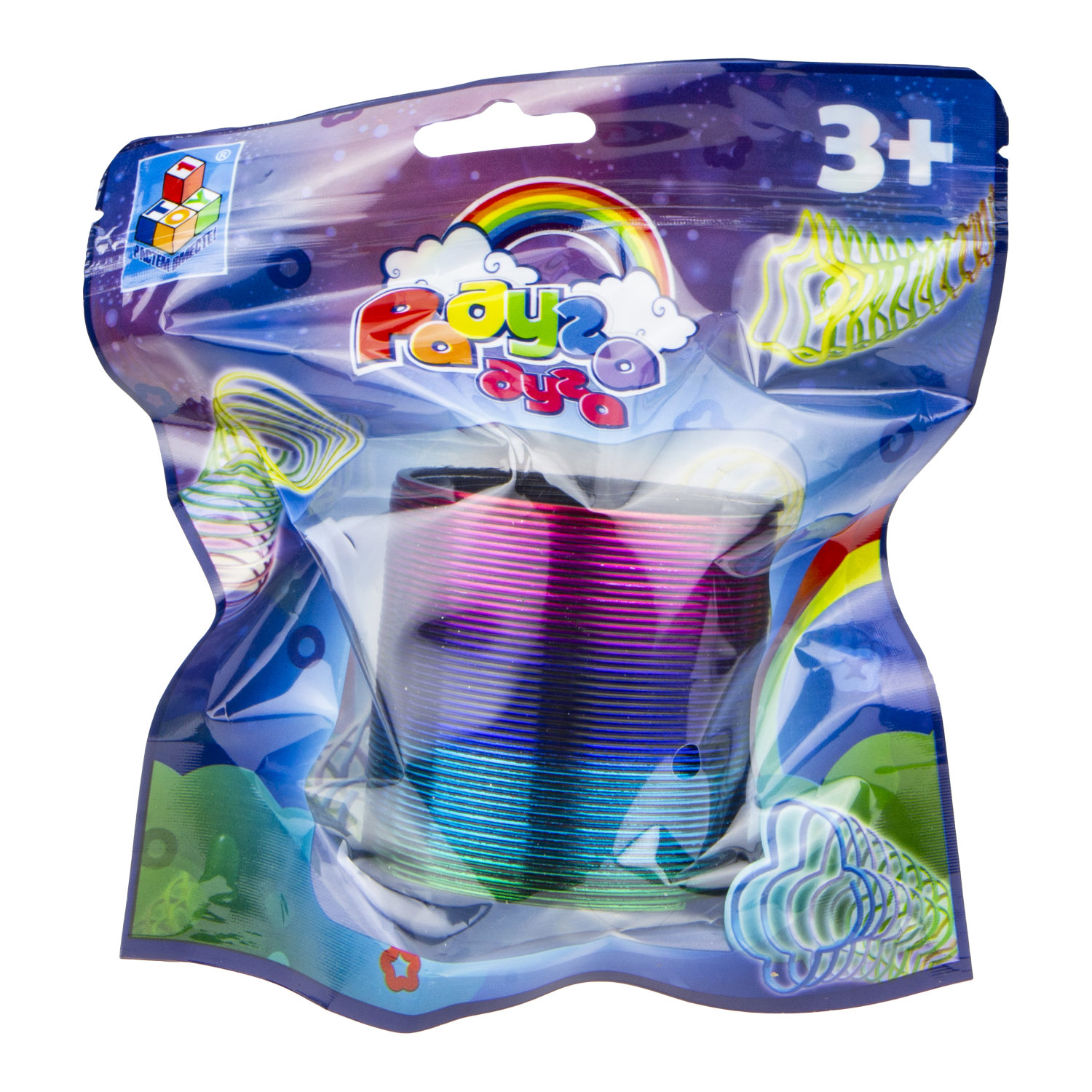 1toy пружинка Радуга-Дуга металлик пятнист. 6,3*6,5см.в пак.16*6*18см