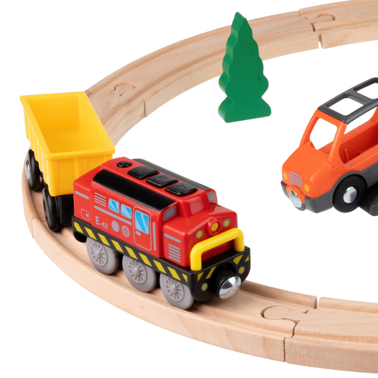 Деревянная железная дорога 1TOY GOODOK с электропоездом, 24 элемента