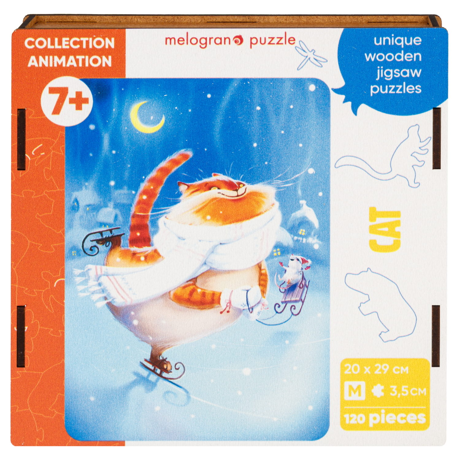 Деревянные пазлы Collection Animals Кот на коньках, 120 деталей