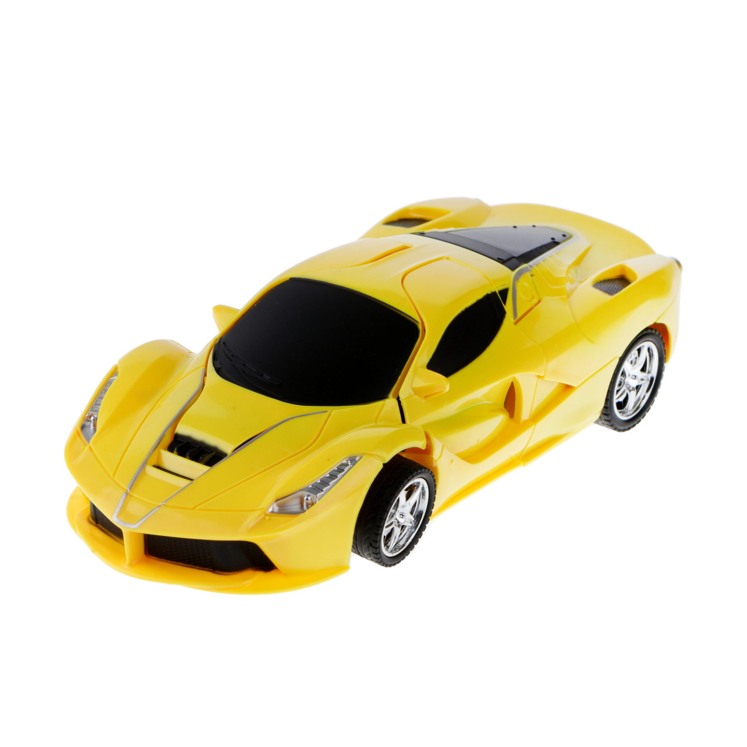 1TOY Трансботы, 1 к18 на р.у. 27МГц, трансформирующийся в легковую машину 20 см, 2 цвета желтый, красный