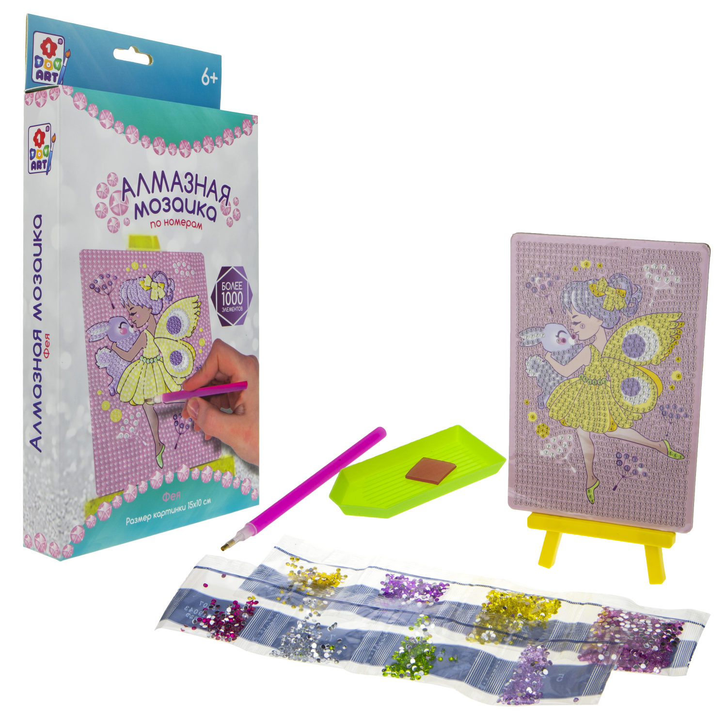 1TOY ART Алмазная мозаика. Набор "Фея" в коробке 23х15х3 см_ТЕХН.