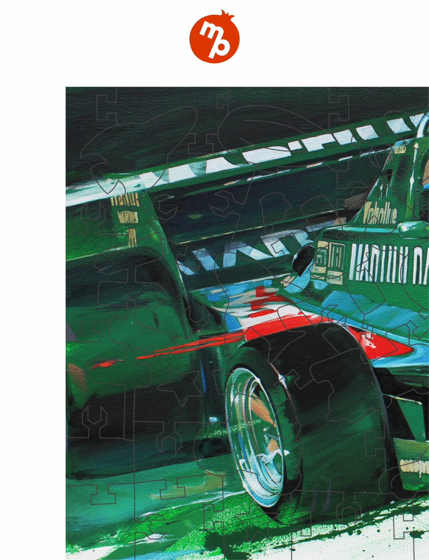 Деревянные пазлы Collection Transport Гоночный автомобиль зеленый, 80 деталей, 28х14 см