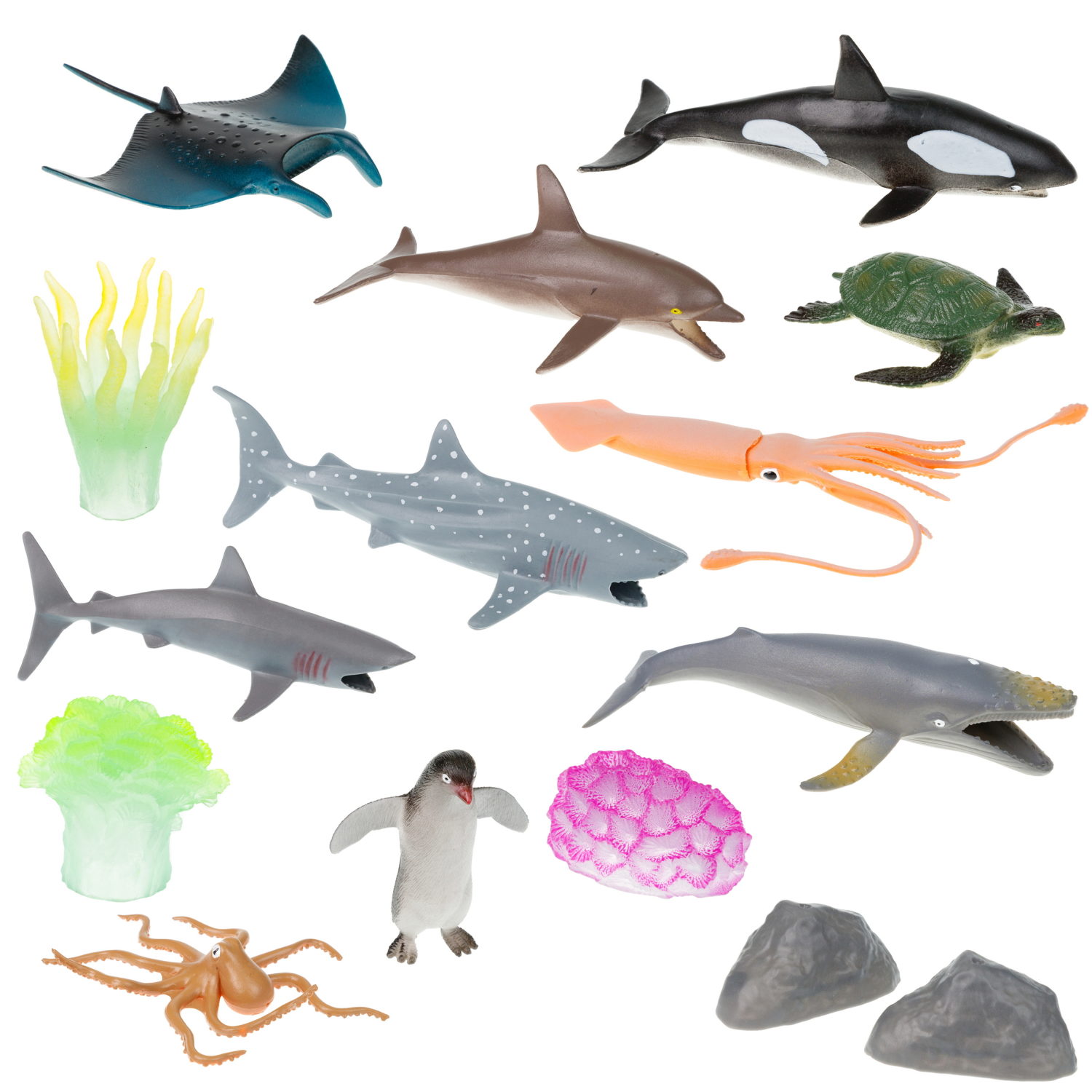 Игровой набор динозавров и морских животных 1TOY "В мире животных", 30 шт., игровой набор зоопарк, фигурки