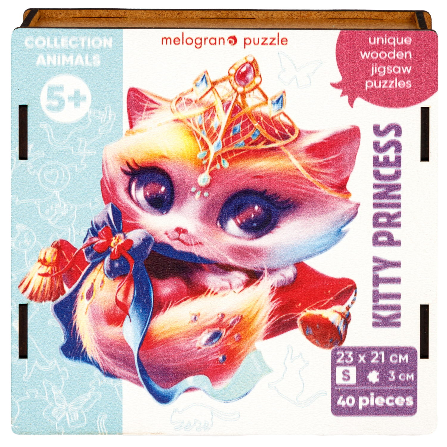 Деревянные пазлы Collection Animals Кошечка принцесса, 40 деталей
