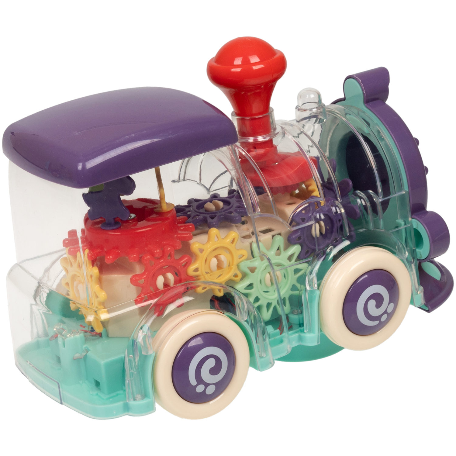 Игрушка прозрачная с шестеренками 1TOY Движок «Локомитив», со светом и звуком, 1 шт.