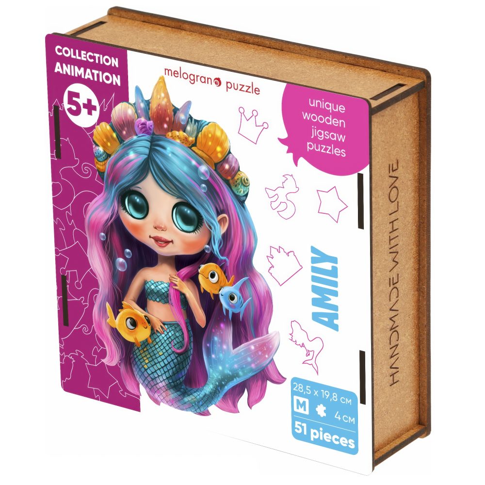 Деревянные пазлы Collection Animation Русалочка Эмили, 51 деталь