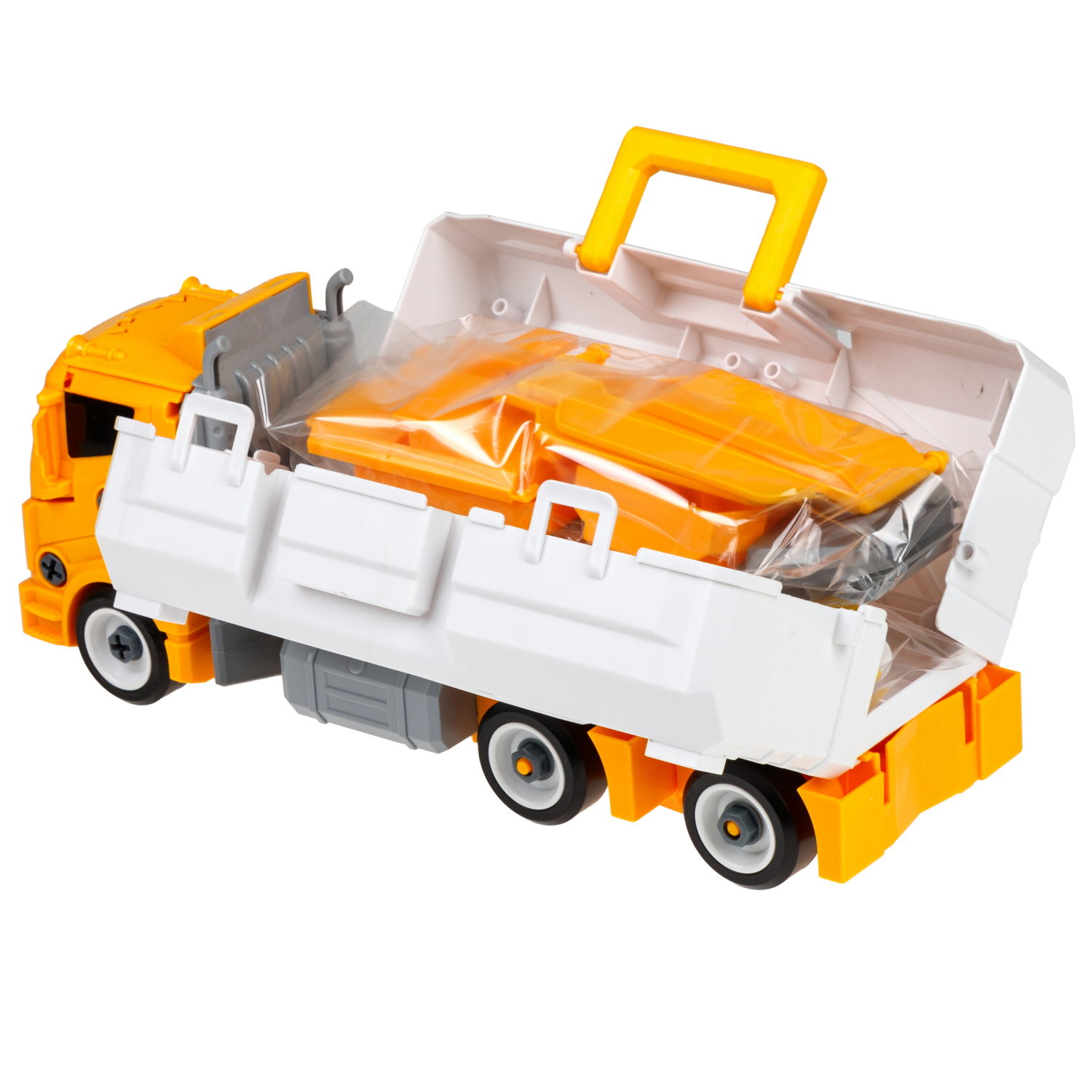 Парковка-грузовик трансформер 1TOY Транспаркинг Строительная бригада, 37,5х21х13 см