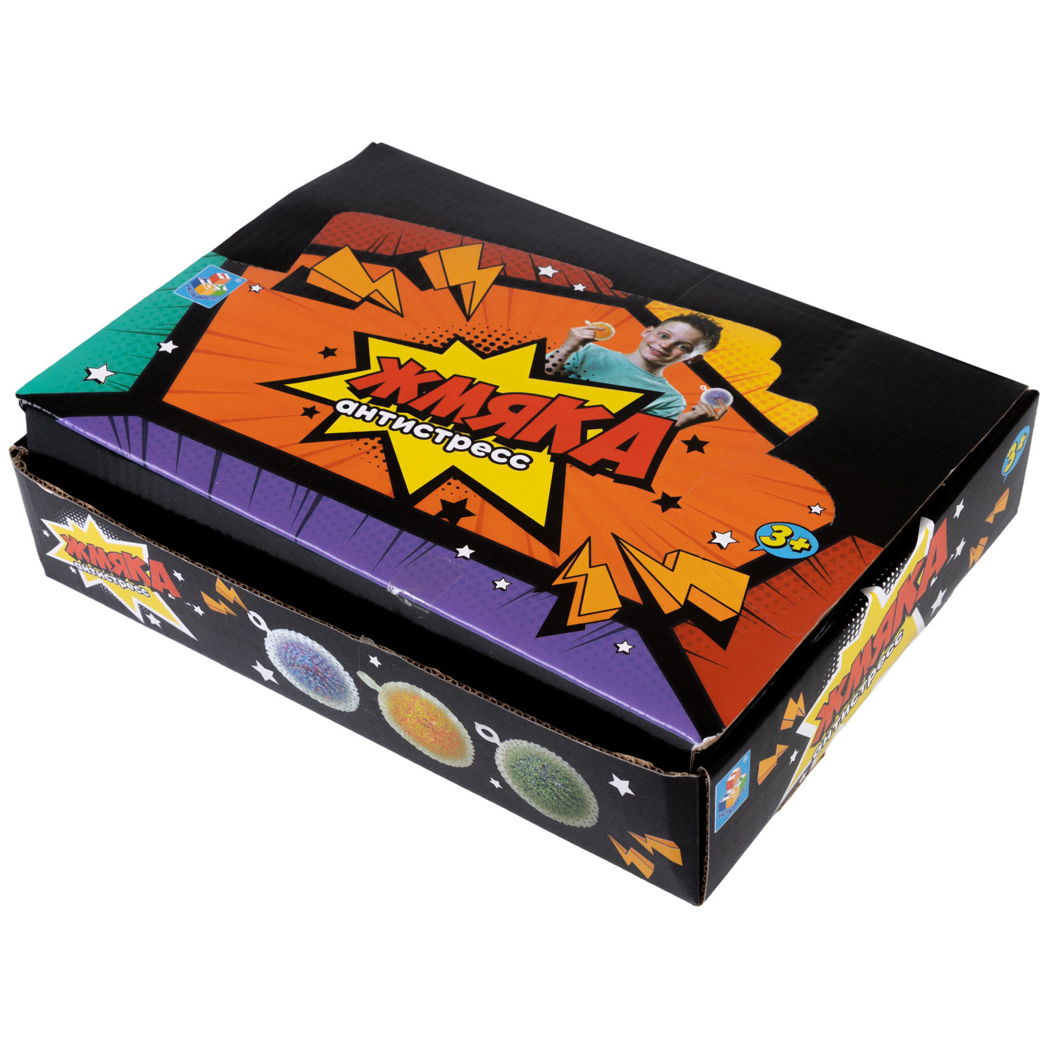 1toy Жмяка-антистресс "Шар" с разноцветными шариками 7 см, 4 вида в асс., 12 шт. в д/б