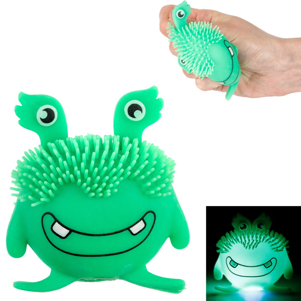 Игрушка-антистресс для рук 1toy Йо-Ёжики, зелёный "Монстр" 6 см,  со светом