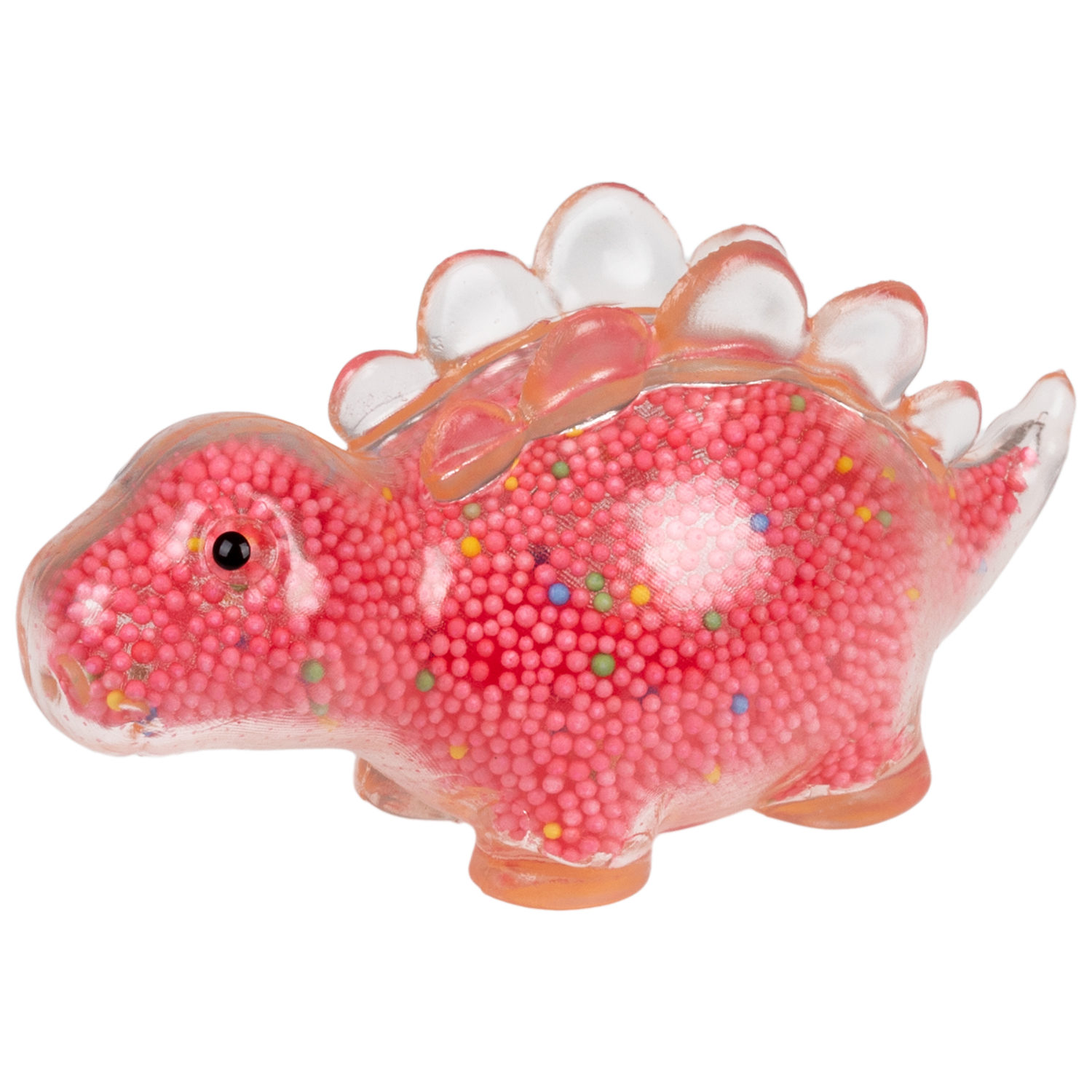 1toy Жмяка стегозавр с пенопластовыми шариками, 11х5 см, красный