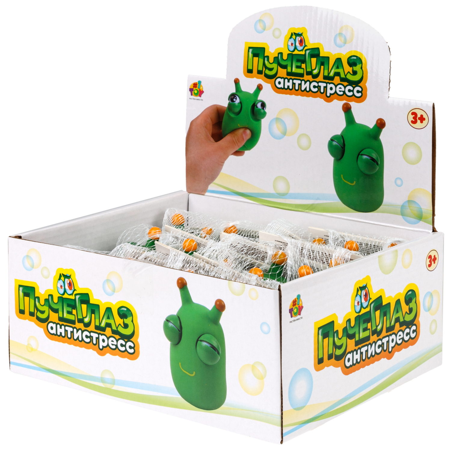 1toy Пучеглаз-антистресс "Улитка" 4,4х4,9х7,3 см, 12 шт. в д/б