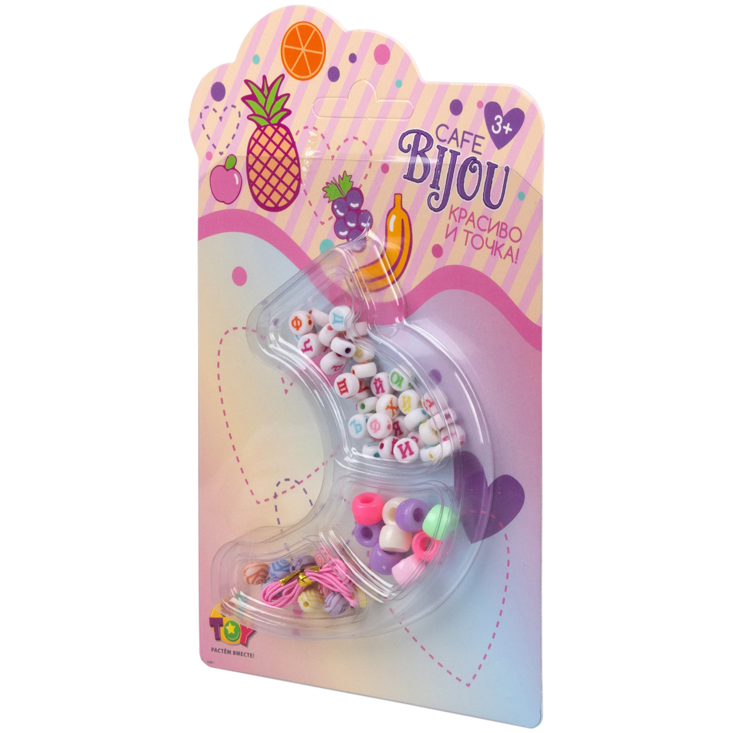 1TOY наб.бусин."Café Bijou" фрукты 5 видов в асс., блистер 12*19см, 20 шт.в дб.