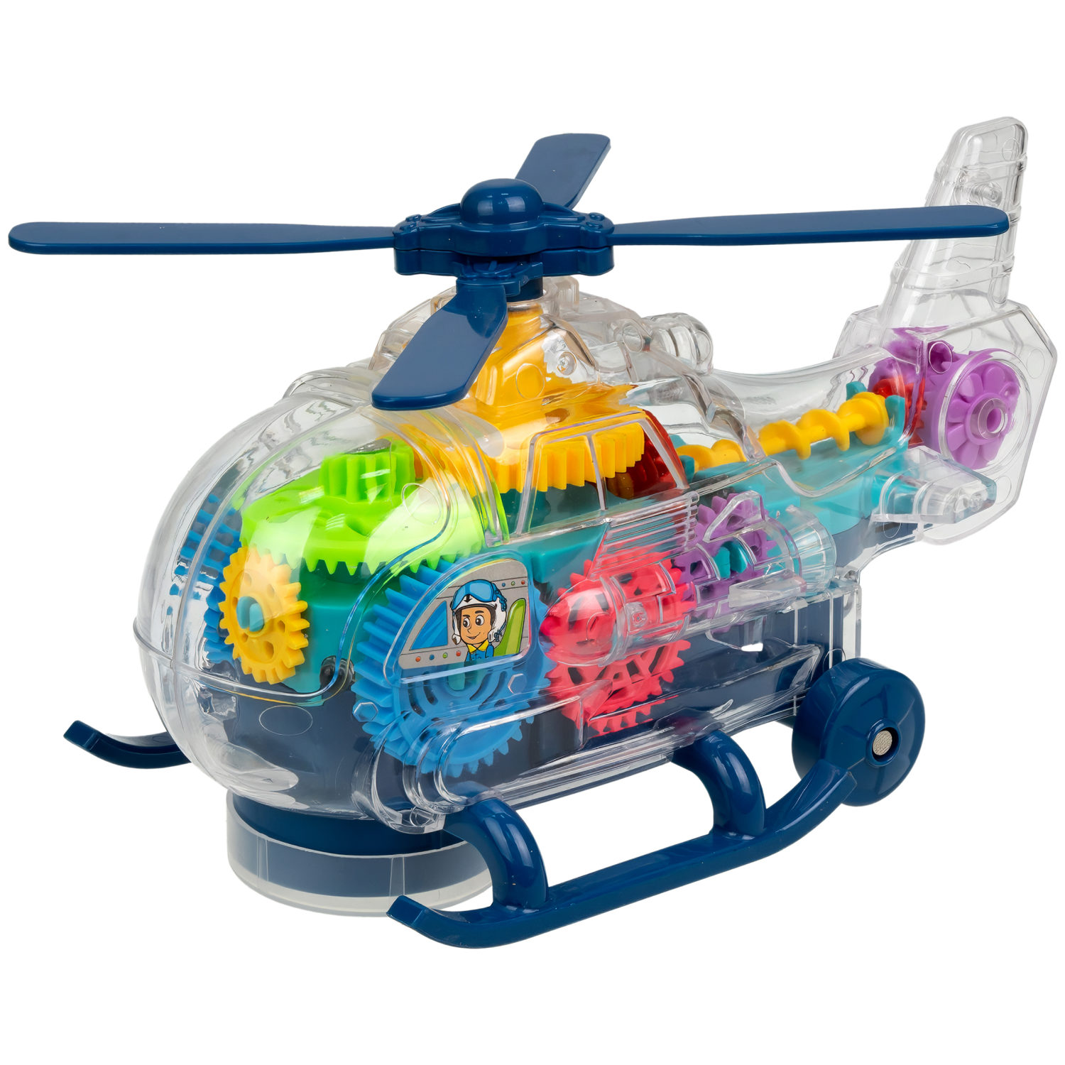 1TOY Движок Вертолет с прозрачным с механизмом на батарейках, свет, звук, 2 вида в ассортименте