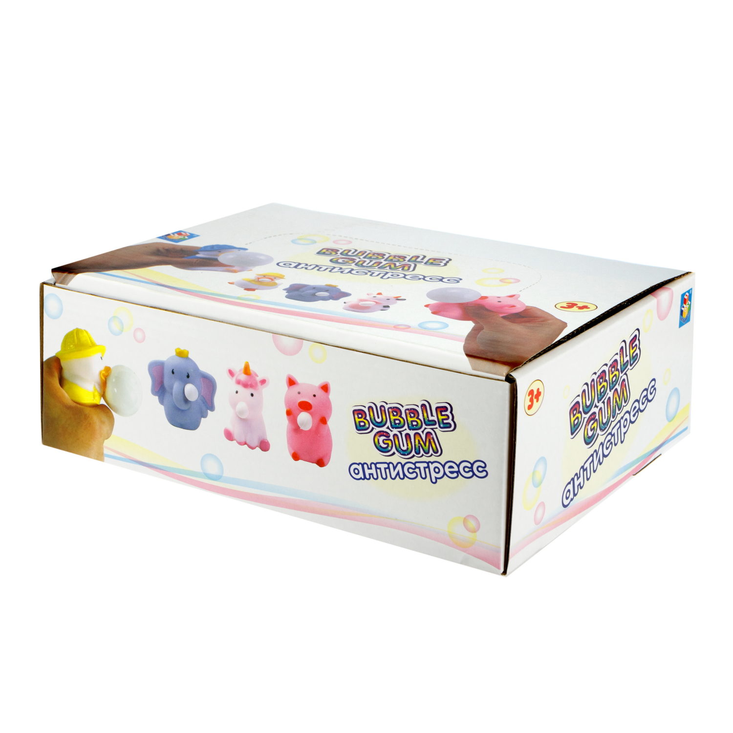 1toy Bubble Gum-антистресс "Уточки" 6,5х6,5х5 см, 4 вида в асс., 12 шт. в д/б