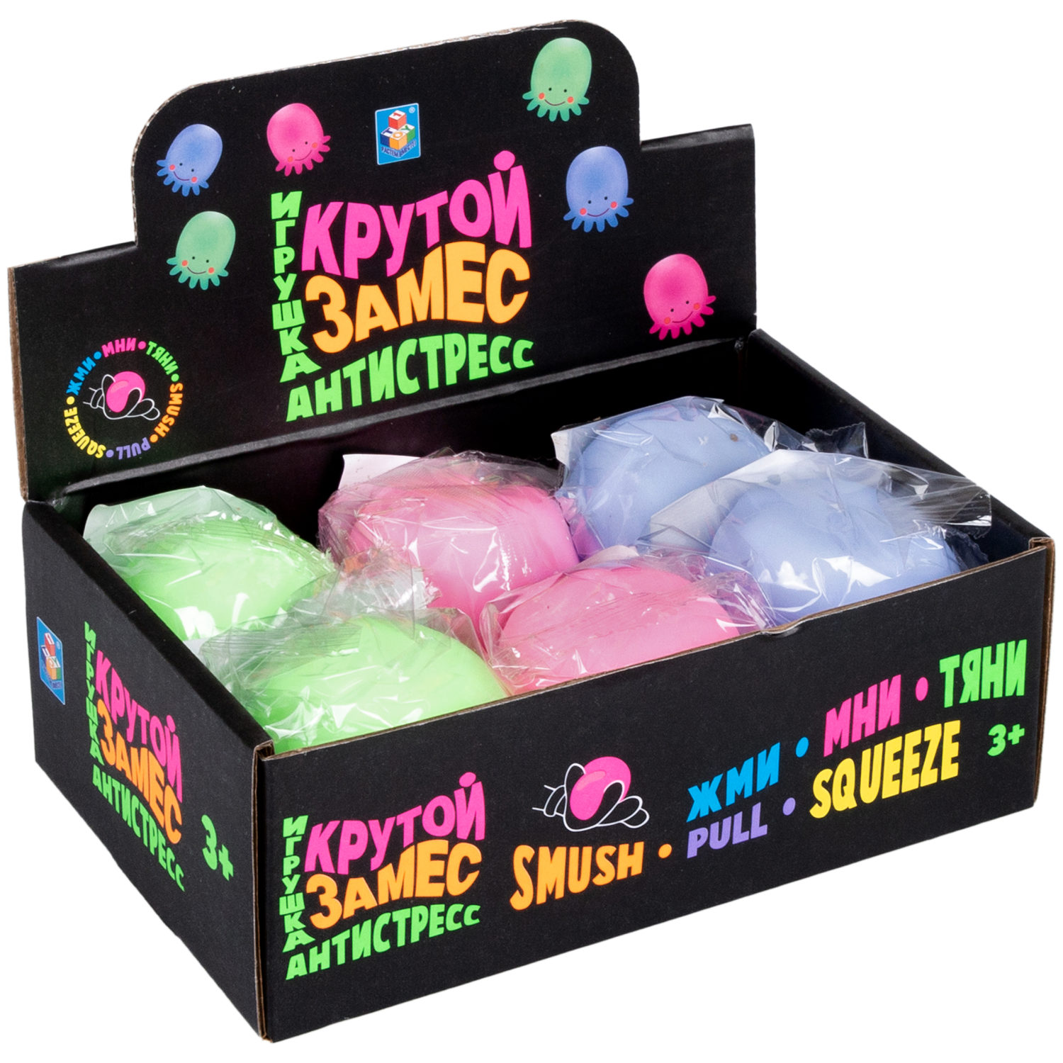 Антистресс-игрушка для рук 1TOY Крутой замес осьминог, 3 цвета в ассортименте