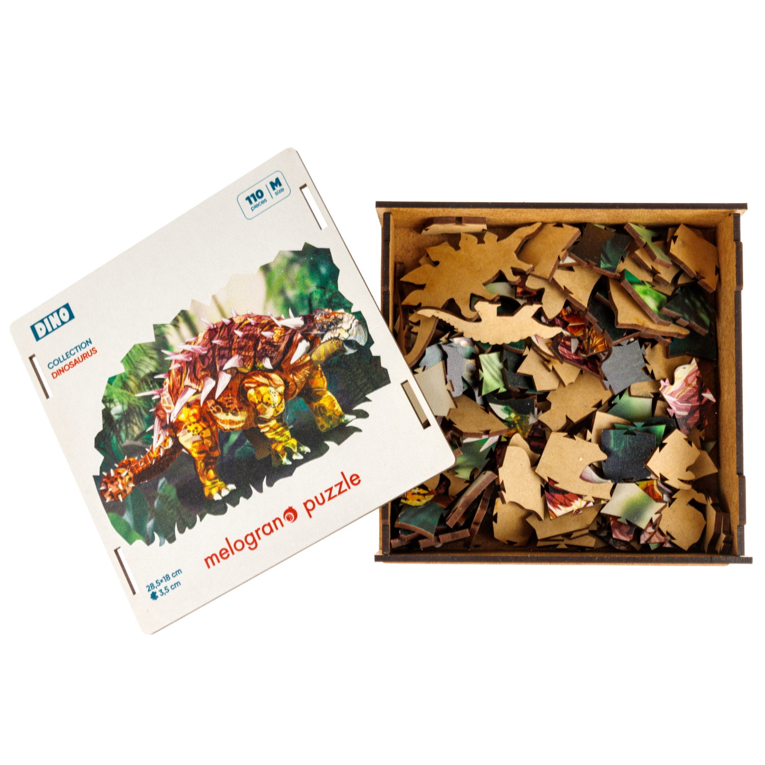 Деревянные пазлы Collection Dinosaurs Динозавр Анкелозавр, 110 деталей, 28,5х18 см, 8+