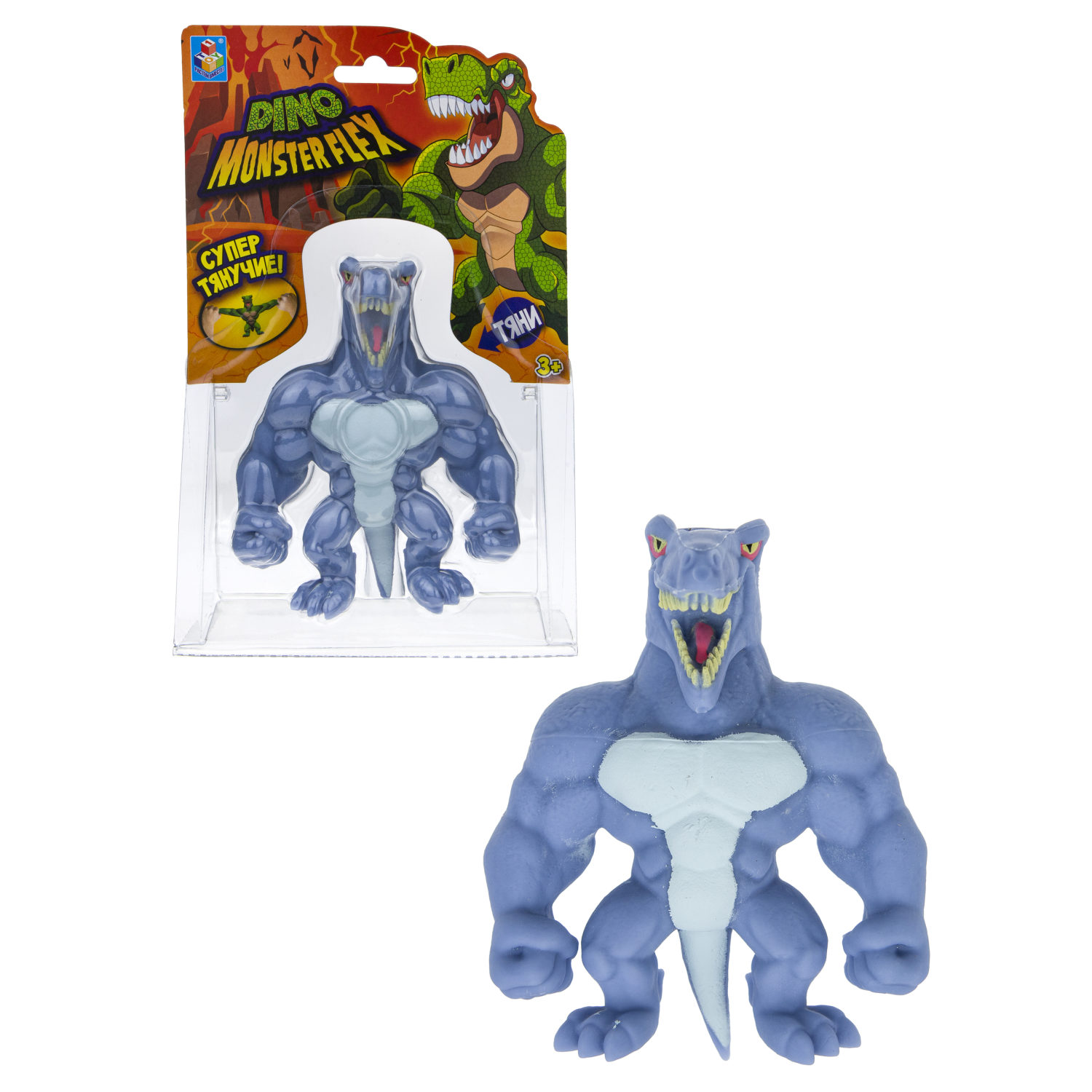 Тянущиеся фигурки 1TOY Monster Flex Dino, Раптор, монстр тянучка, 14 см