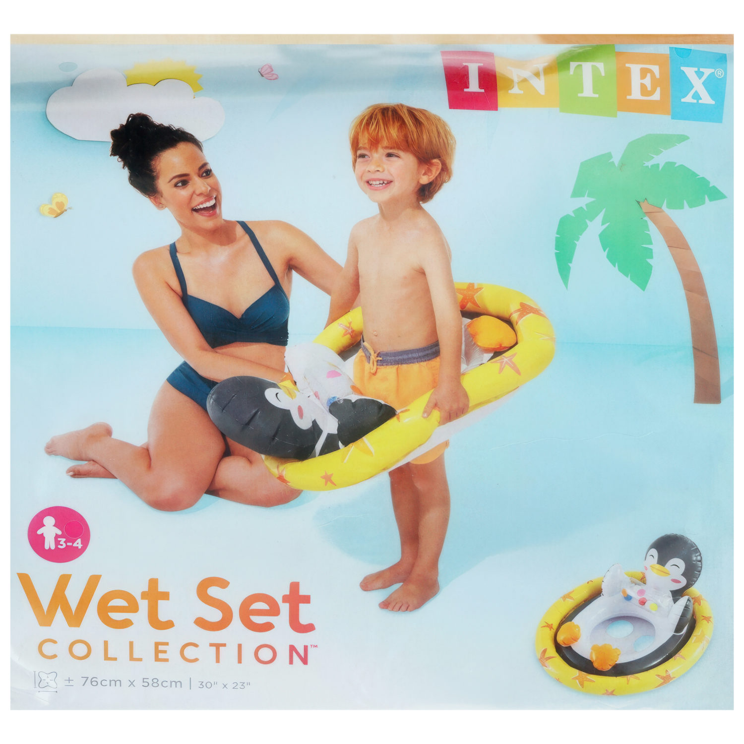 Круг для плавания детский с сидением Intex Пингвин, 3 - 4 года