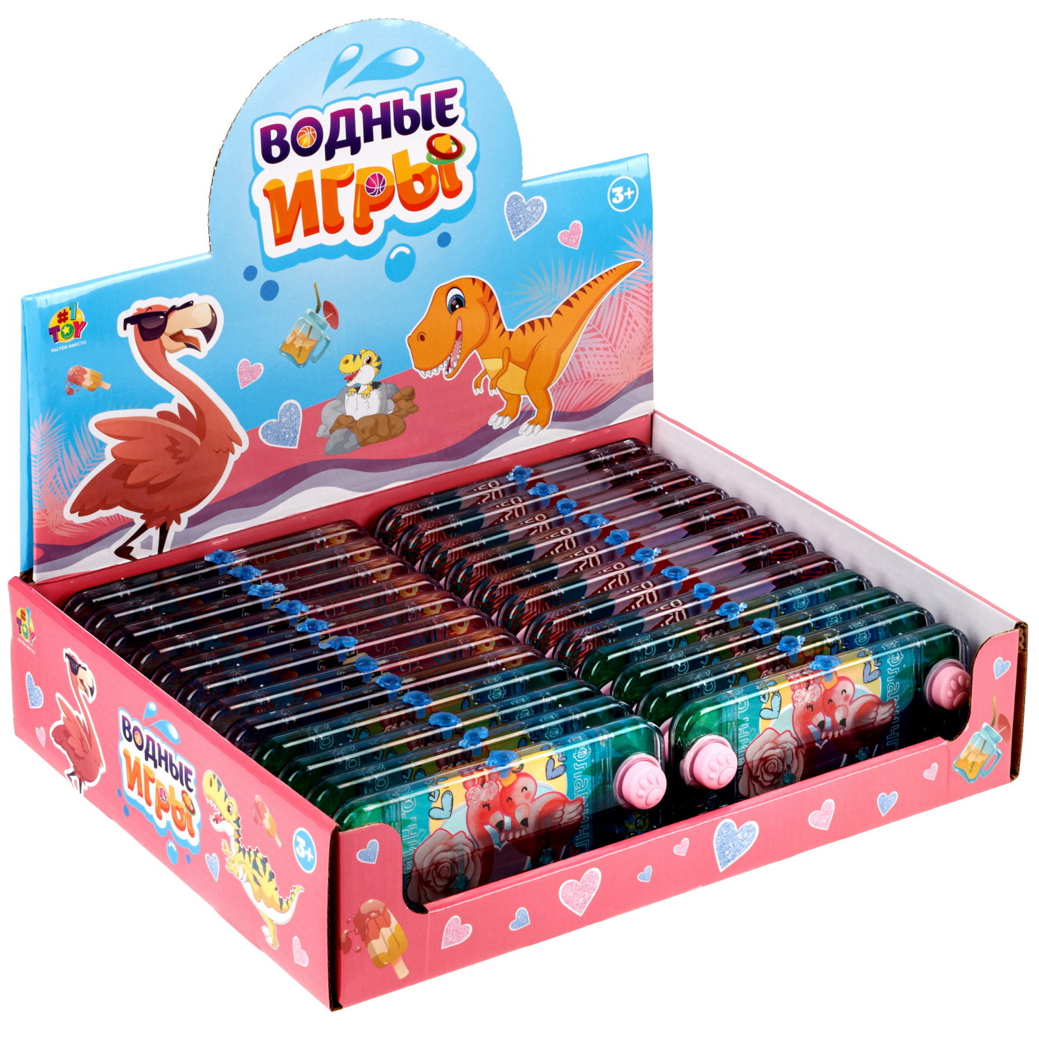 Водный тетрис 1TOY Игра с водой Насади колечки Фламинго, 15,5х7х2 см, 3 вида