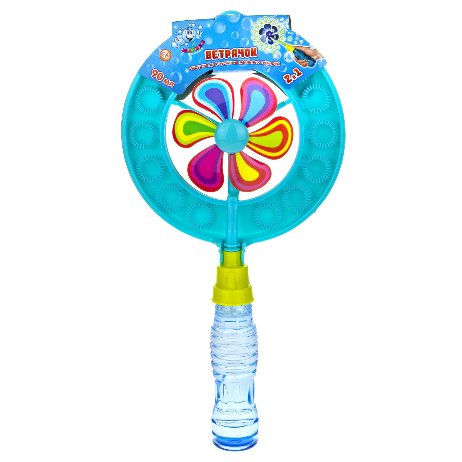 Мыльные пузыри 1TOY Мы-шарики! с ветрячком, 90 мл, в ассортименте