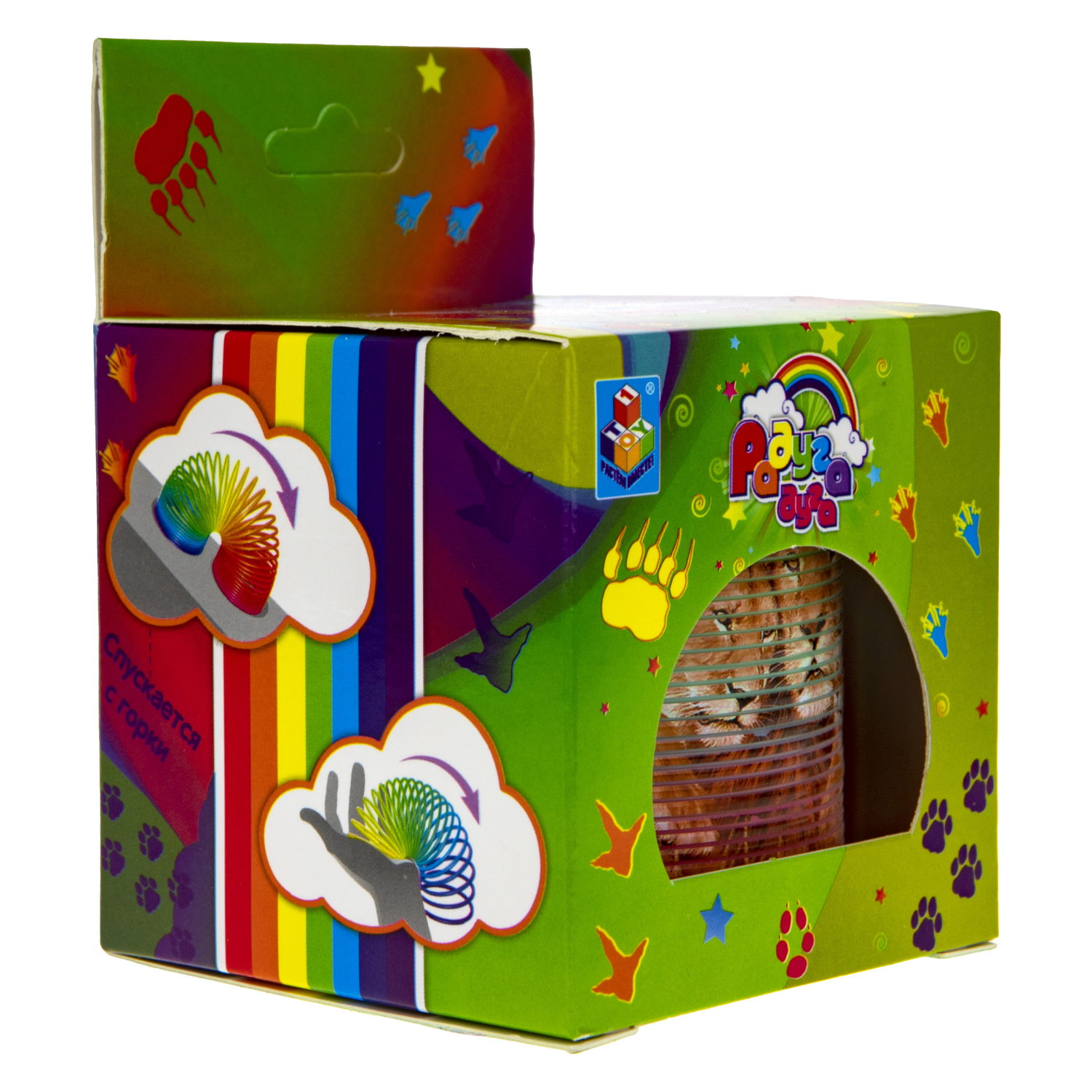 Пружинка радуга 1TOY «Радуга-дуга» Сафари, 6,5*6,5 см, 4 вида в ассортименте