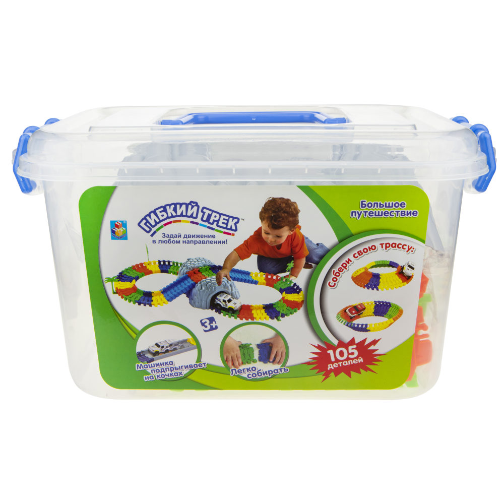 Автотрек 1TOY «Большое путешествие», гибкий трек с машинкой