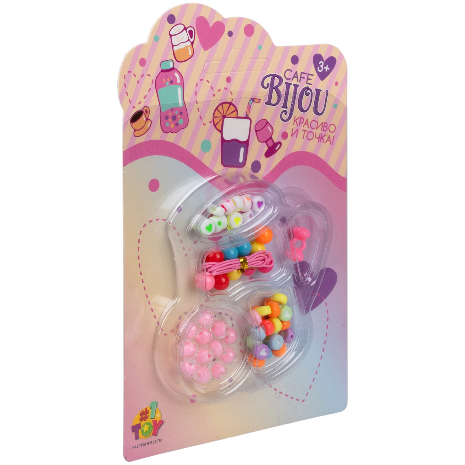 1TOY наб.бусин."Café Bijou" напитки 5 видов в асс., блистер 12*19см, 20 шт.в дб.