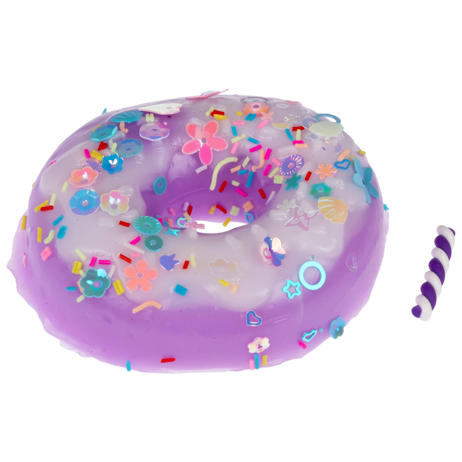 Игрушка-антистресс 1TOY Крутой замес «Няшка-вкусняшка», «Пончик с посыпкой», с колокольчиком, фиолетовый