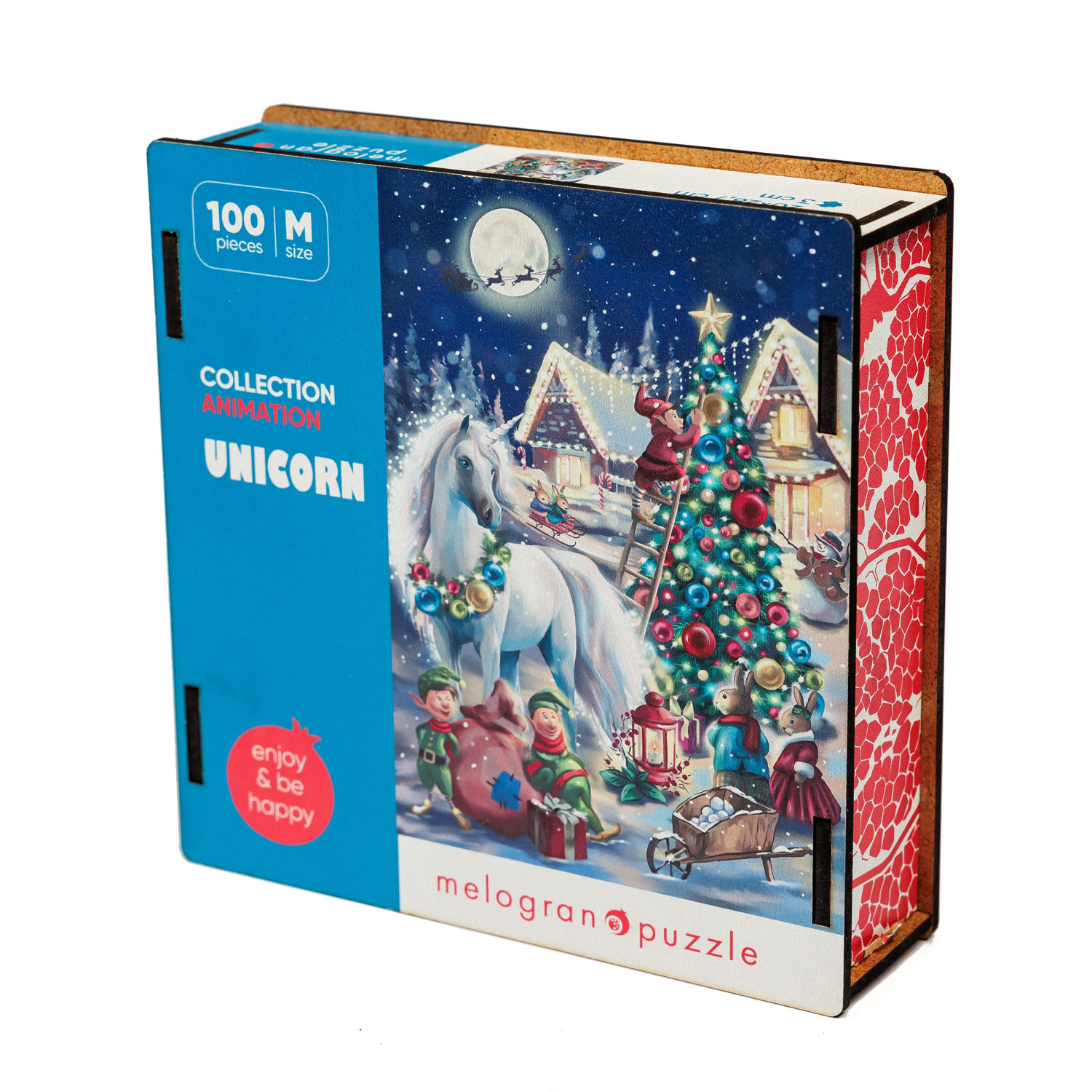 Деревянные пазлы Collection Animation Новогодний единорог, 100 деталей, 20х28,7 см, 7+