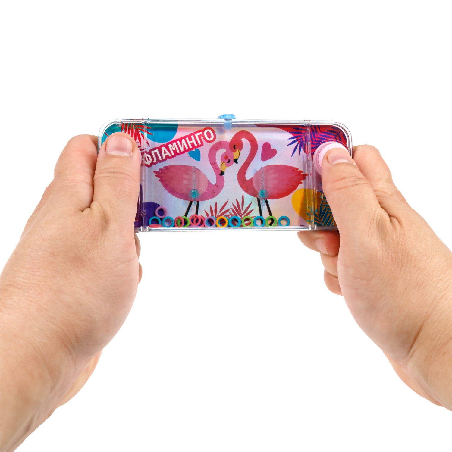 Водный тетрис 1TOY Игра с водой Насади колечки Фламинго, 15,5х7х2 см, 3 вида