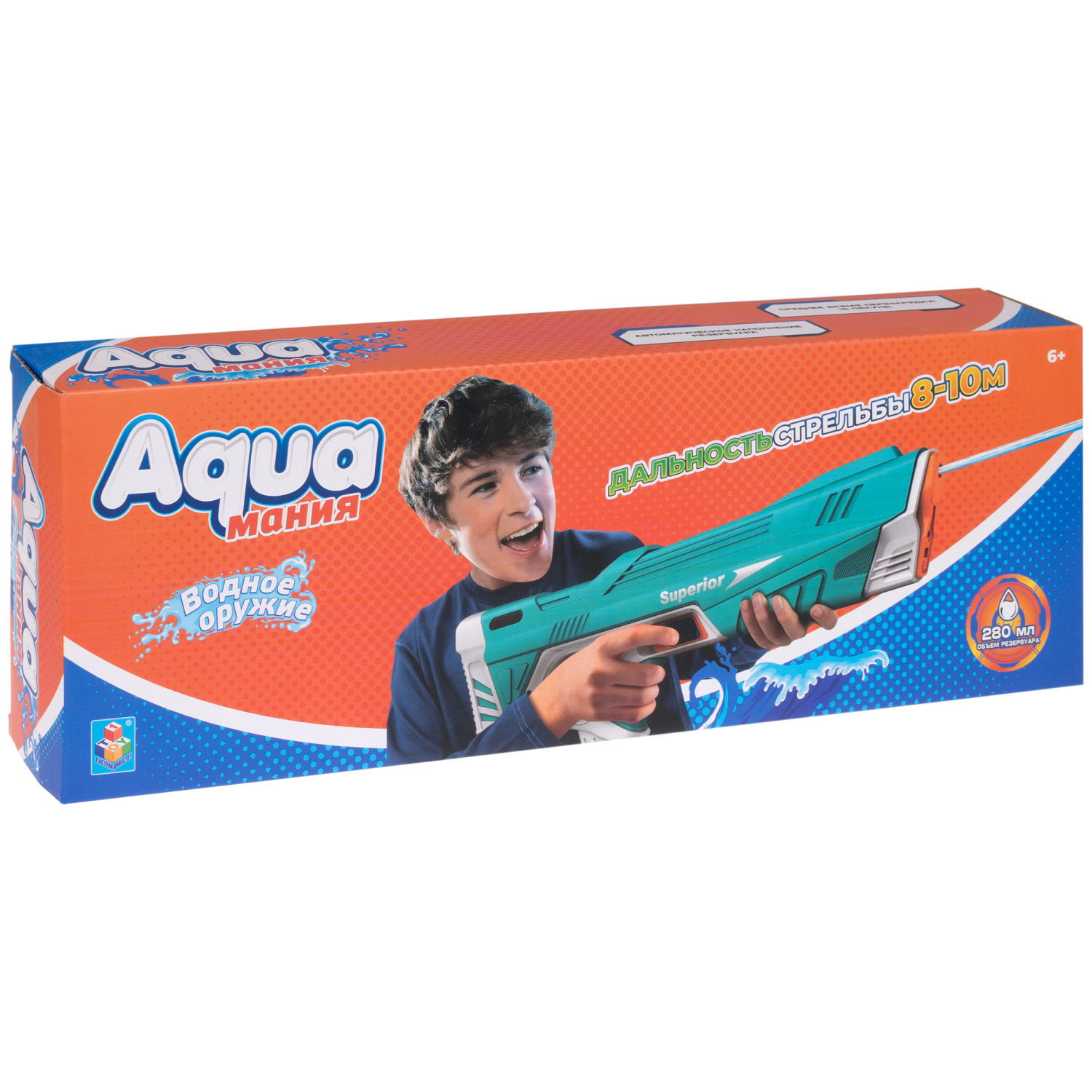 Автоматическое водное оружие 1TOY Аквамания, на аккумуляторе, 43х14 см