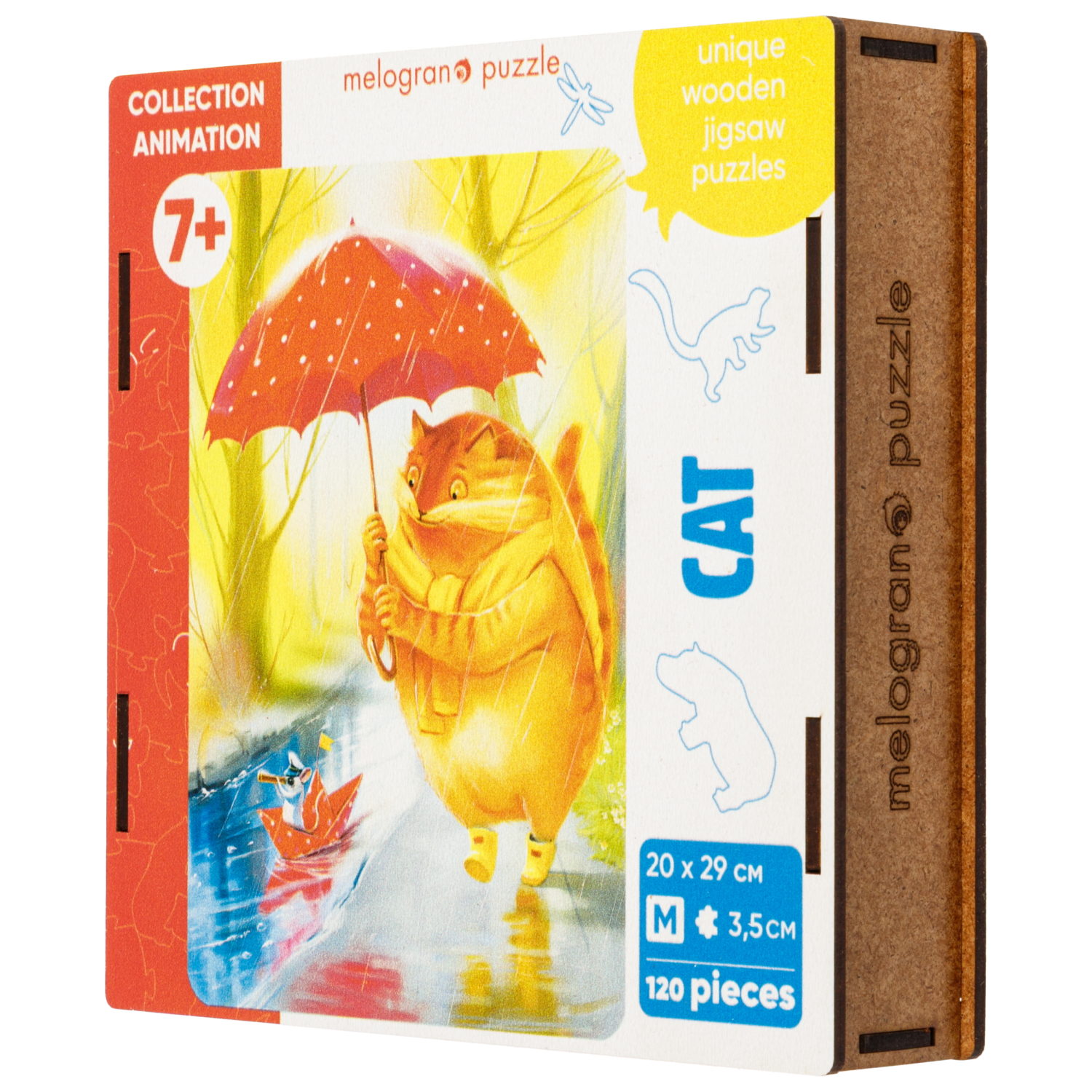 Деревянные пазлы Collection Animals Кот под зонтиком, 120 деталей