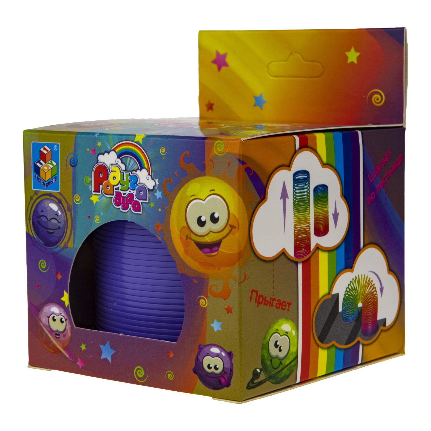 Пружинка радуга 1TOY «Радуга-дуга» Эмоции, 7,5*7,5 см, 6 видов в ассортименте