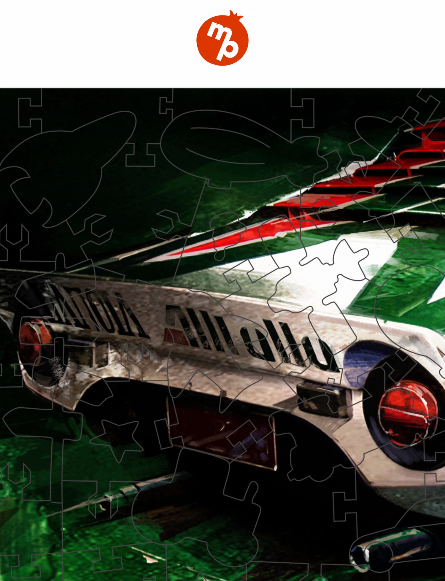 Деревянные пазлы Collection Transport Гоночный автомобиль белый, 80 деталей, 28х14 см