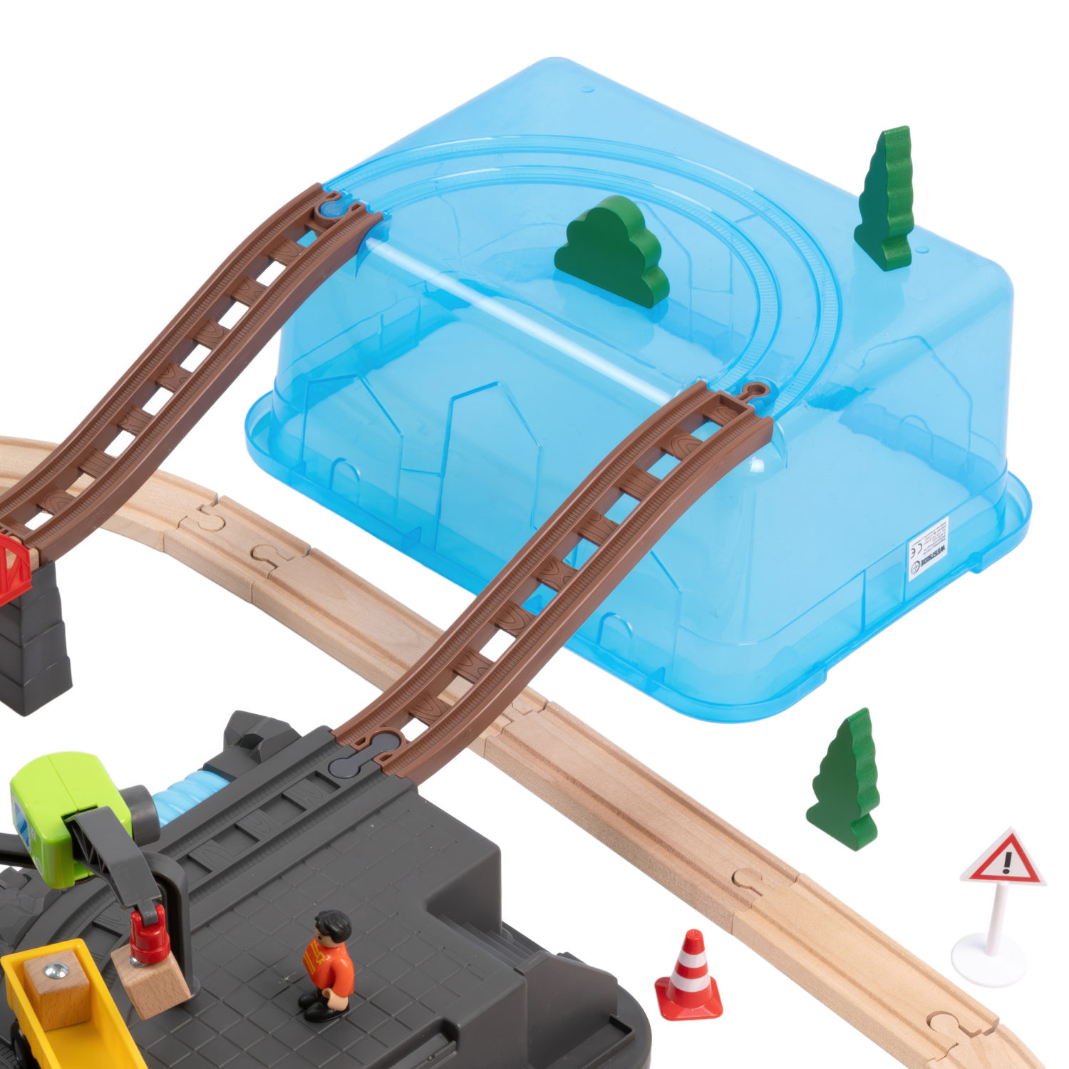 Деревянная железная дорога 1TOY GOODOK в коробке-трансформере, 56 элементов