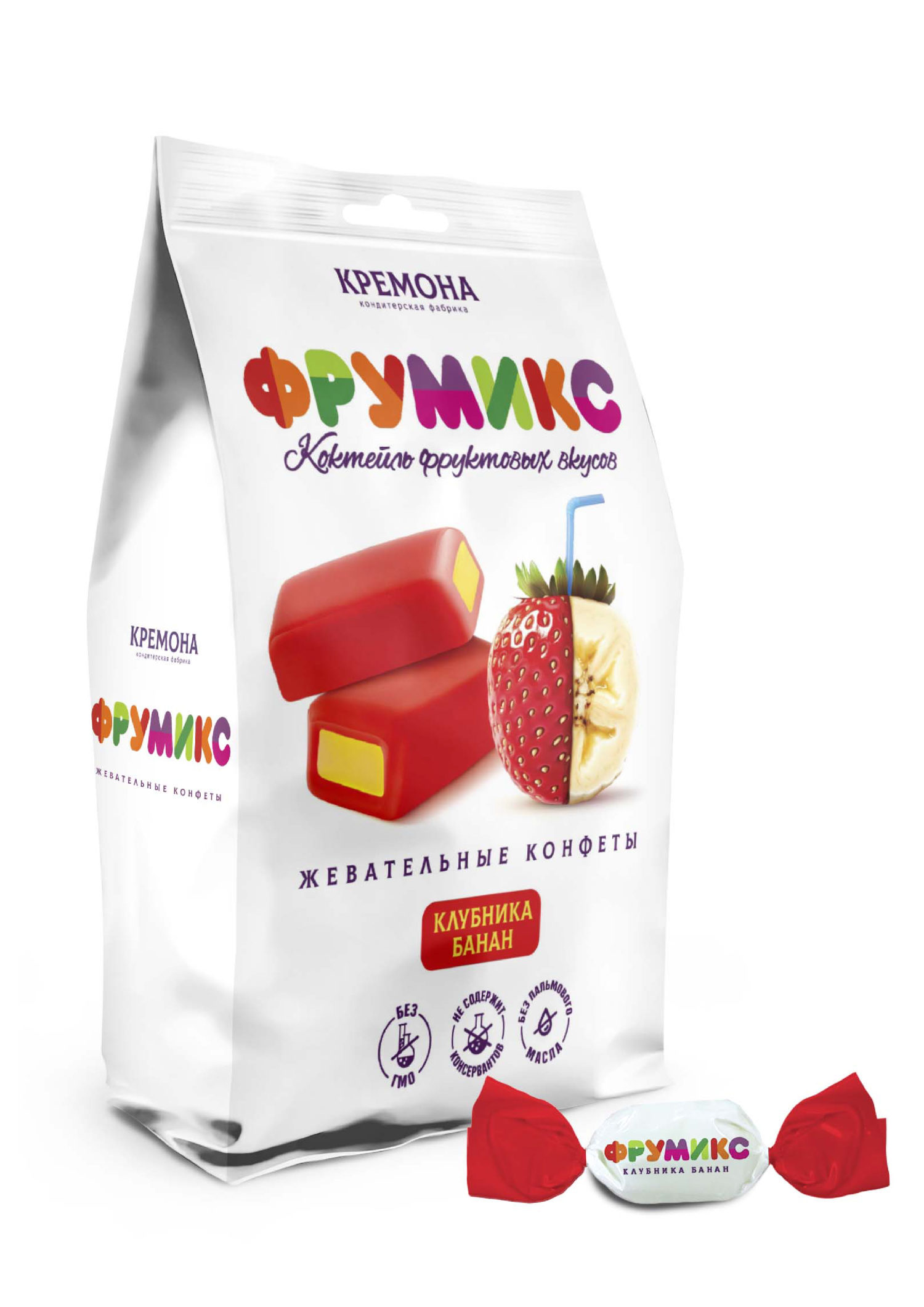 ФРУМИКС Жевательные конфеты клубника/банан, 150г х 36