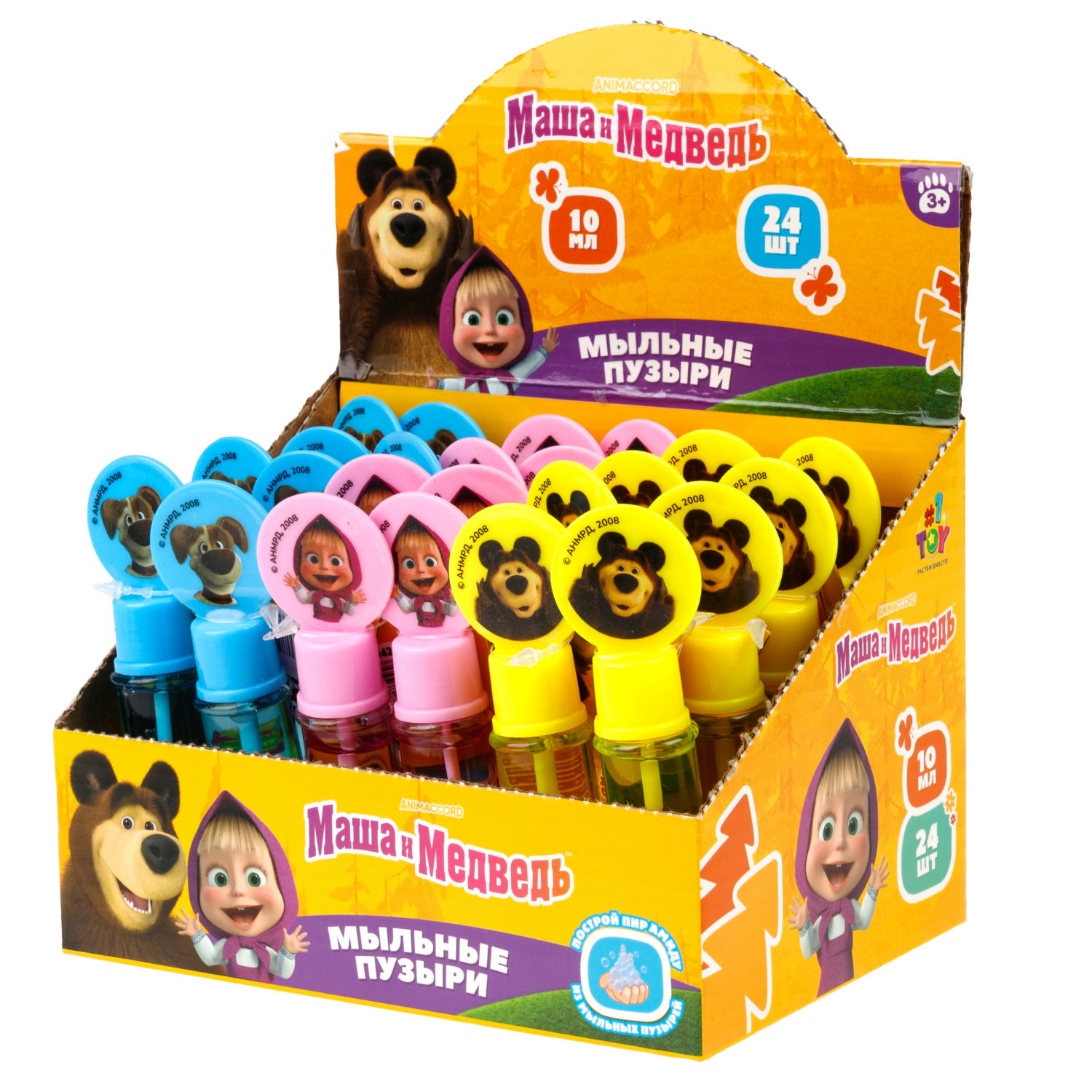 Мыльные пузыри нелопающиеся "Маша и медведь" с кругляшом на крышке , 10 мл