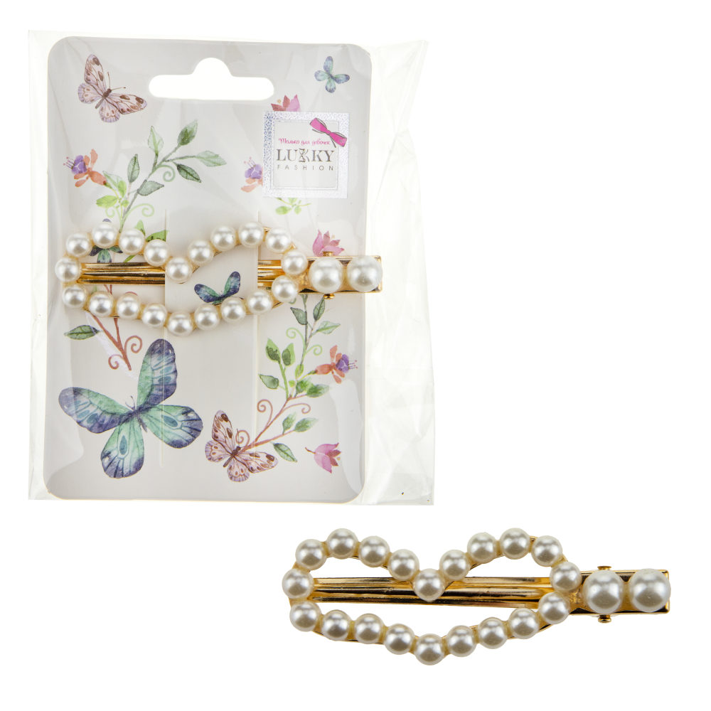 Заколка для волос Lukky Fashion Сердечко с жемчужинами, детская, для девочки, зажим