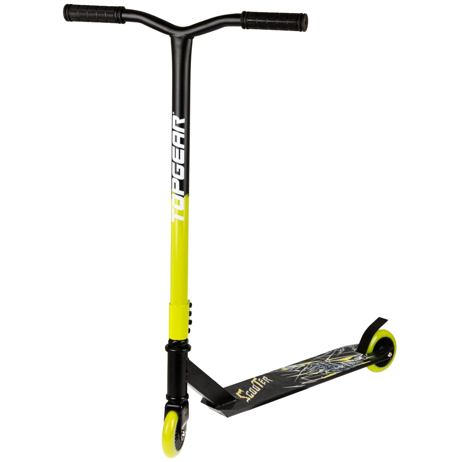 Самокат трюковый Topgear, 2-х кол. PU 2х100 мм, неопреновые грипсы, 65*48*79 см, до 100 кг, черно-зеленый