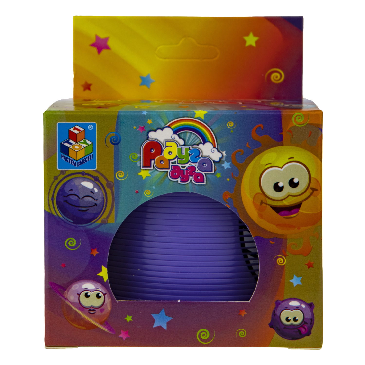 Пружинка радуга 1TOY «Радуга-дуга» Эмоции, 7,5*7,5 см, 6 видов в ассортименте