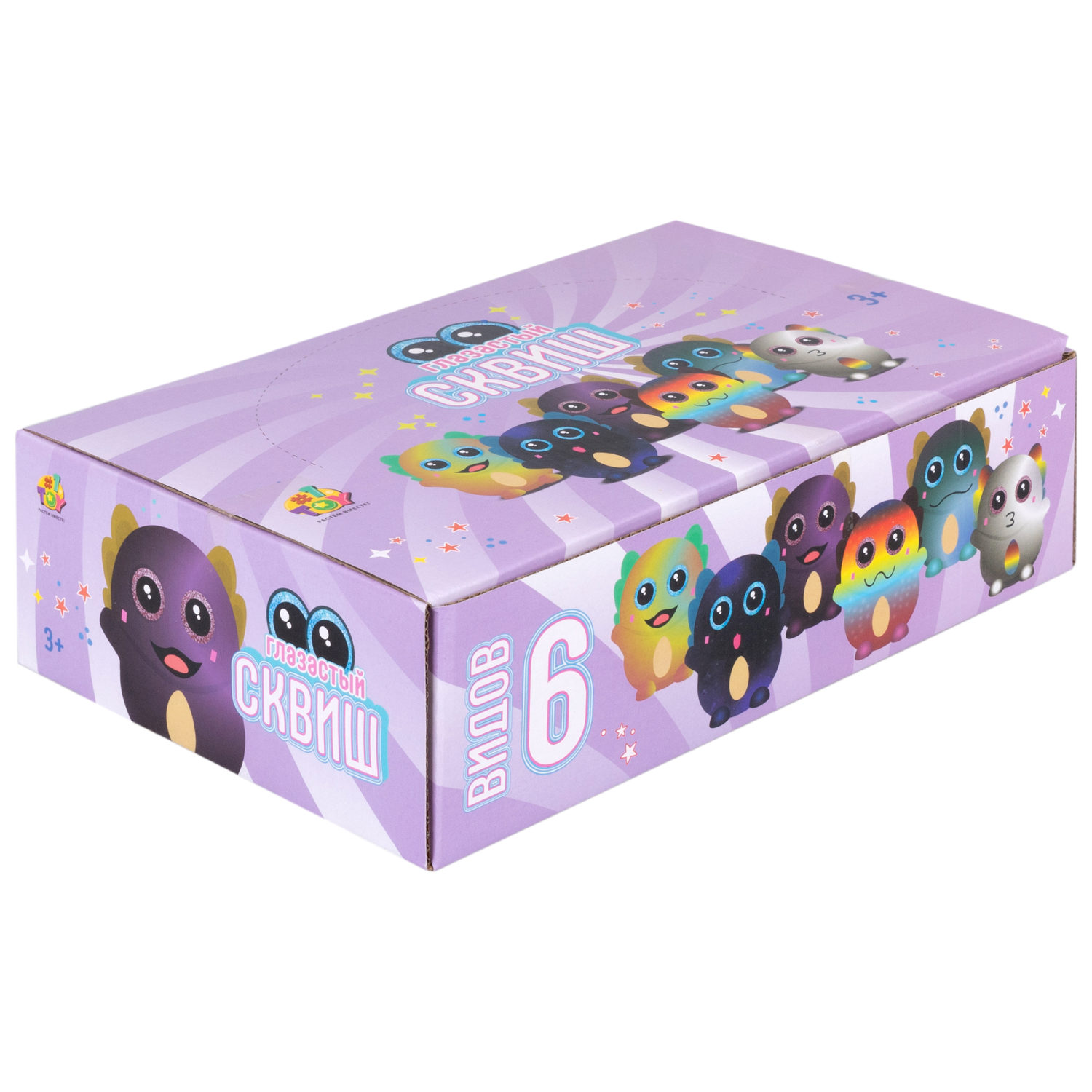 Глазастый сквиш 1TOY Аксолотль, игрушка-антистресс для рук, жмякалка, 9х7,8 см, 6 видов в ассортименте