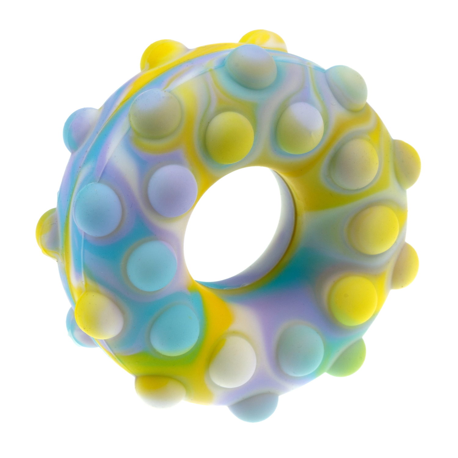 1toy Жмяка Hit Pop It  "Пончик" 7 см (жёлтый, фиолетовый, голубой)