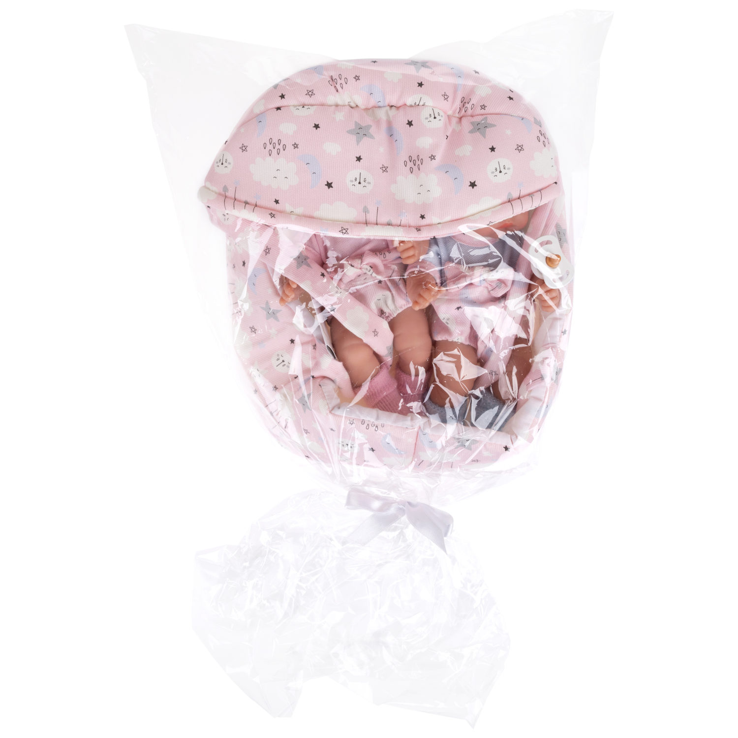 Куклы-двойняшки Arias ELEGANCE BABIS GEMELOS 26 см, винил, с соской и люлькой-переноской, Испания