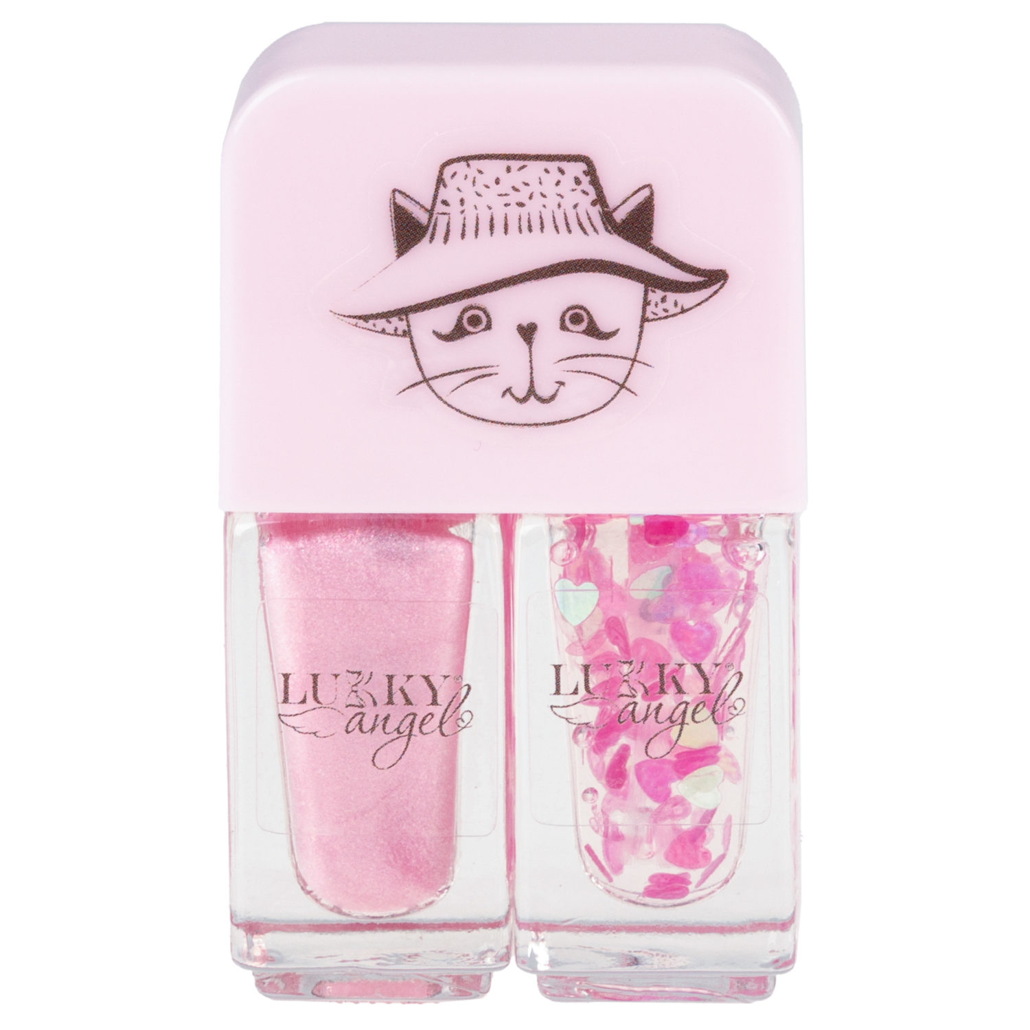 Двойной лак для детских ногтей Lukky Angel Just Duet серебряный металлик и красный с блестками, 2 по 4 мл