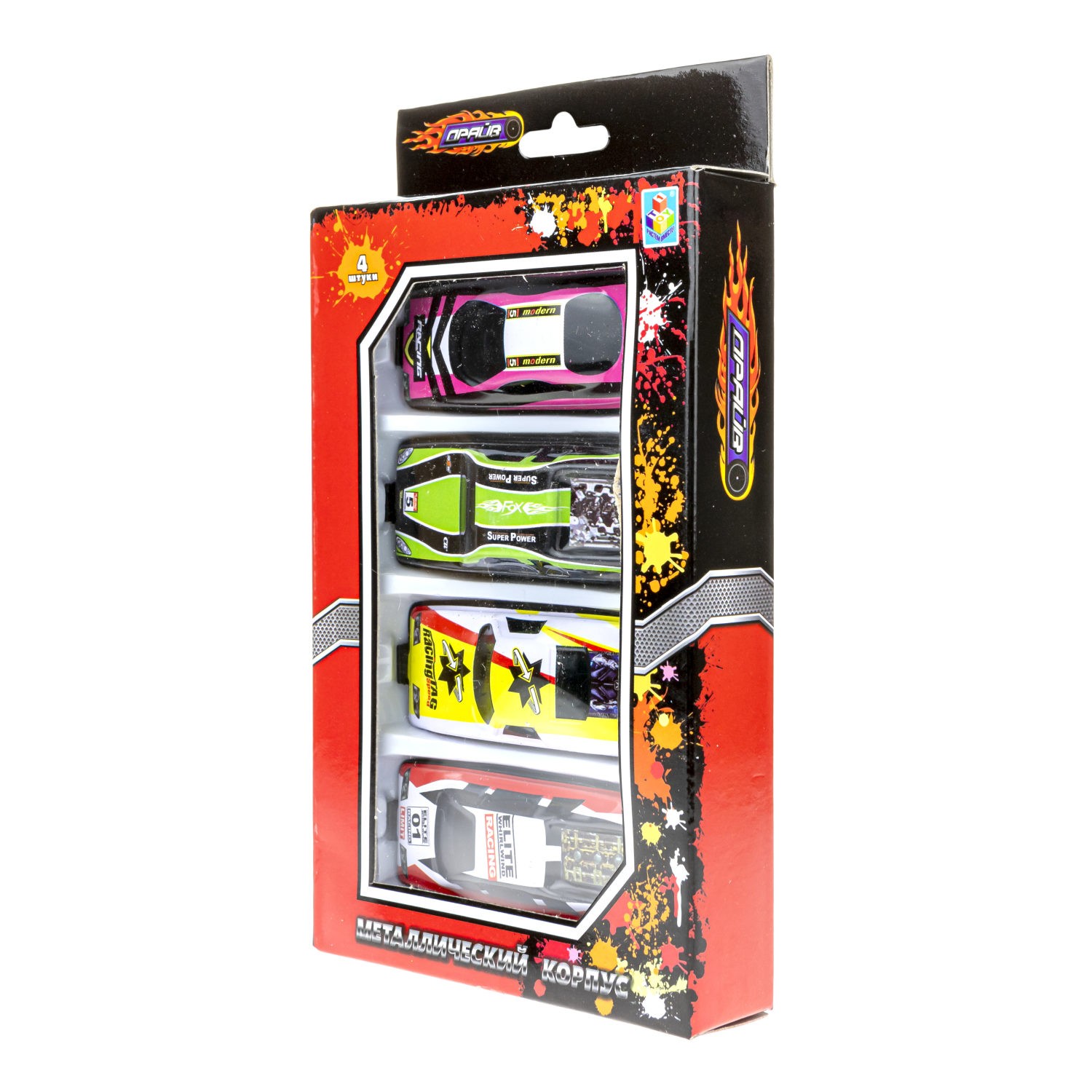 Набор металлических машинок 1TOY Драйв, гоночные, маленькие, 7 см, 4 шт.