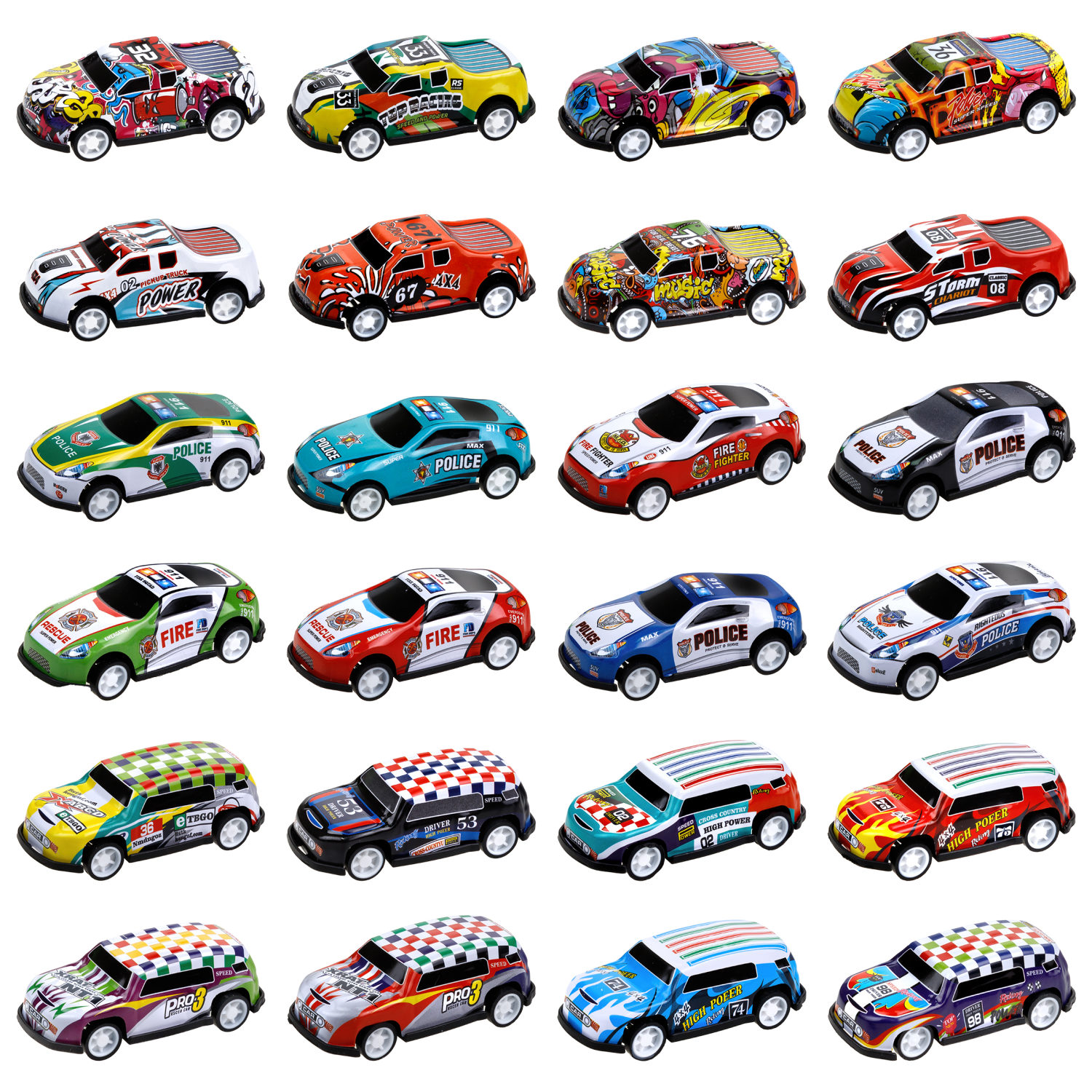 Набор металлических машинок 1TOY Драйв, инерционные, гоночные, маленькие, 6,8 см, 24 шт.