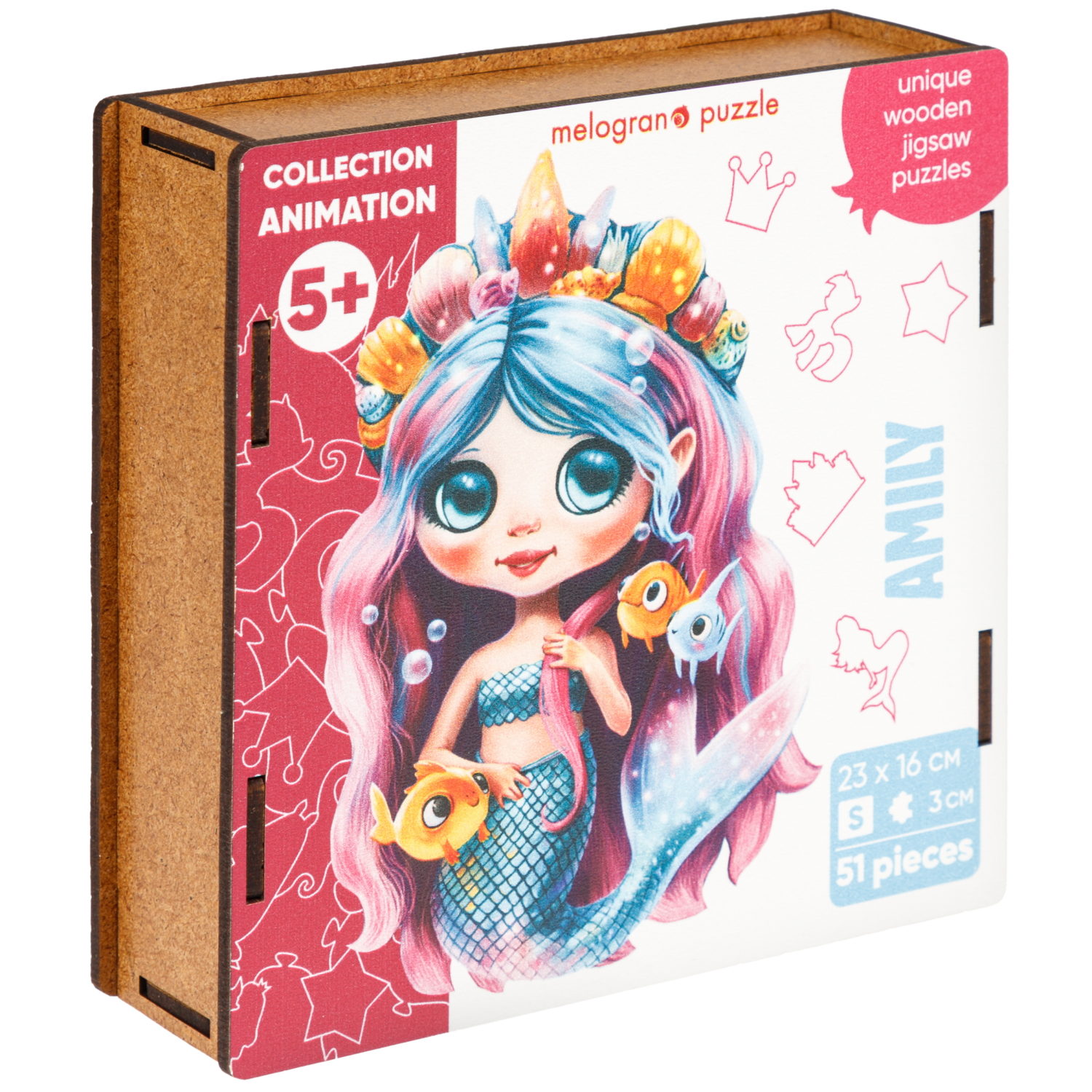 Деревянные пазлы Collection Animals Русалочка Эмили, 50 деталей