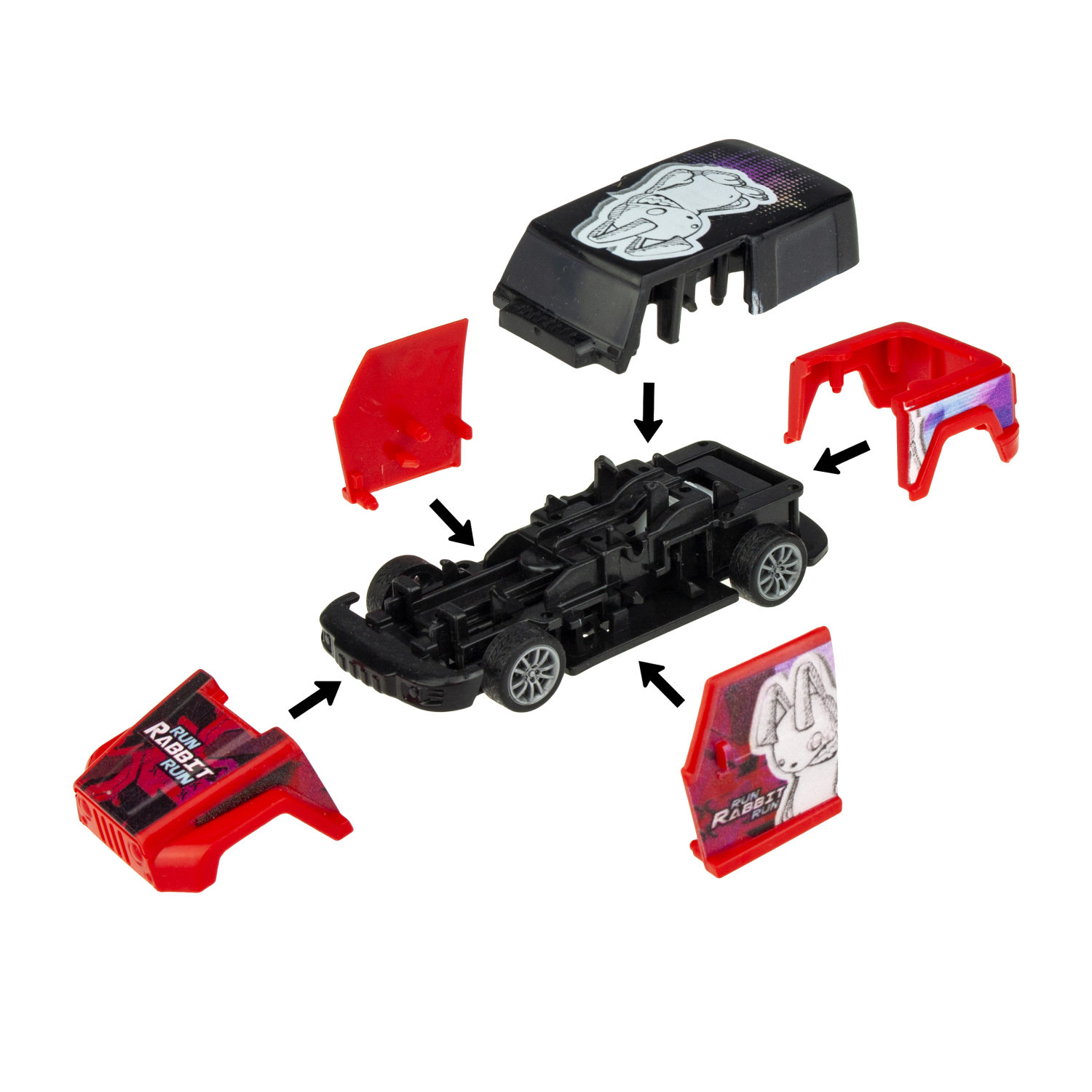 Машинка инерционная 1TOY CrashFest Rabbit 2в1, разборная, гоночная, спортивная, 10 см